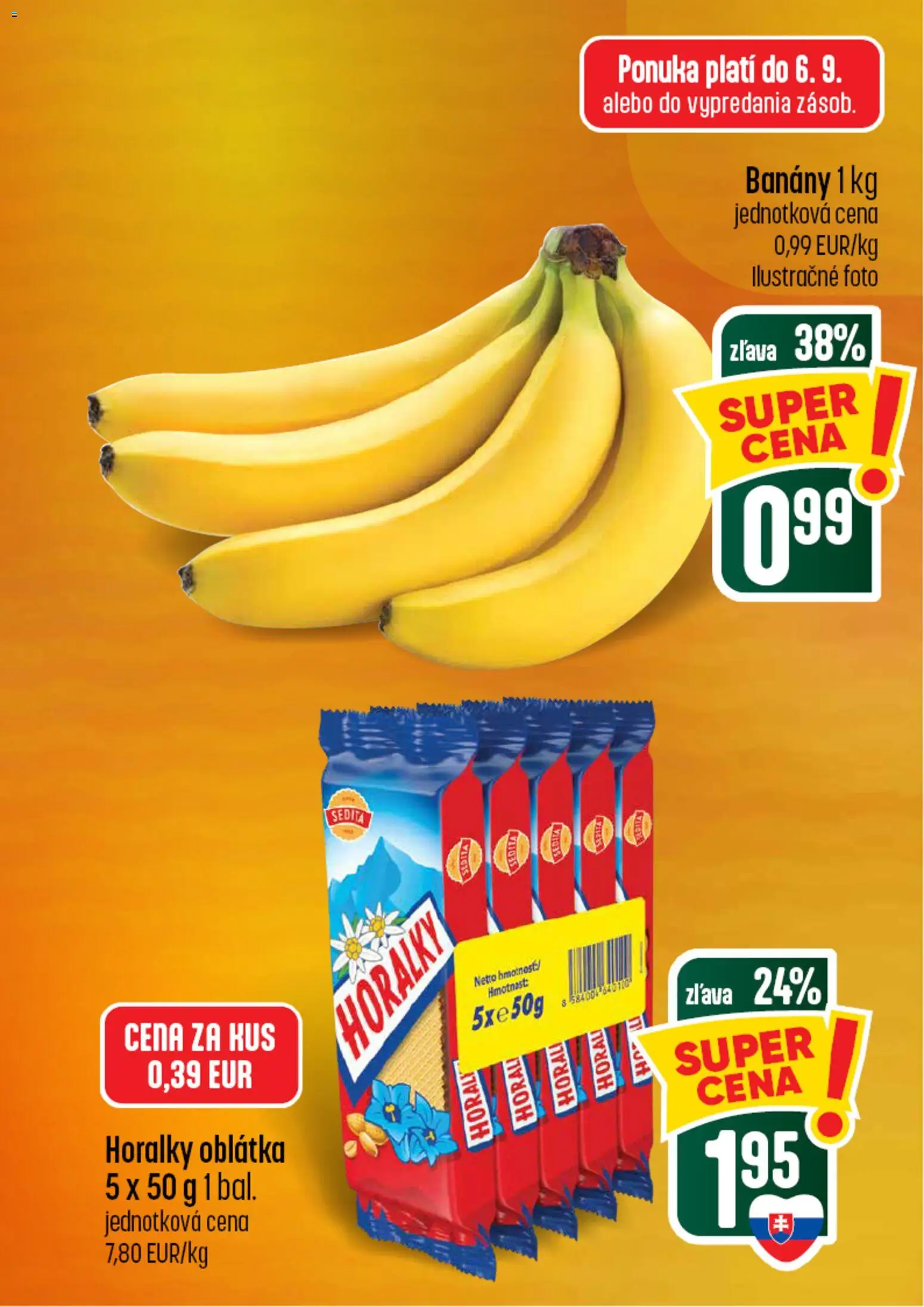 Nové COOP Jednota akcie – leták je platný od 03.09.2026 | Strana: 4 | Produkty: Banány, Horálky