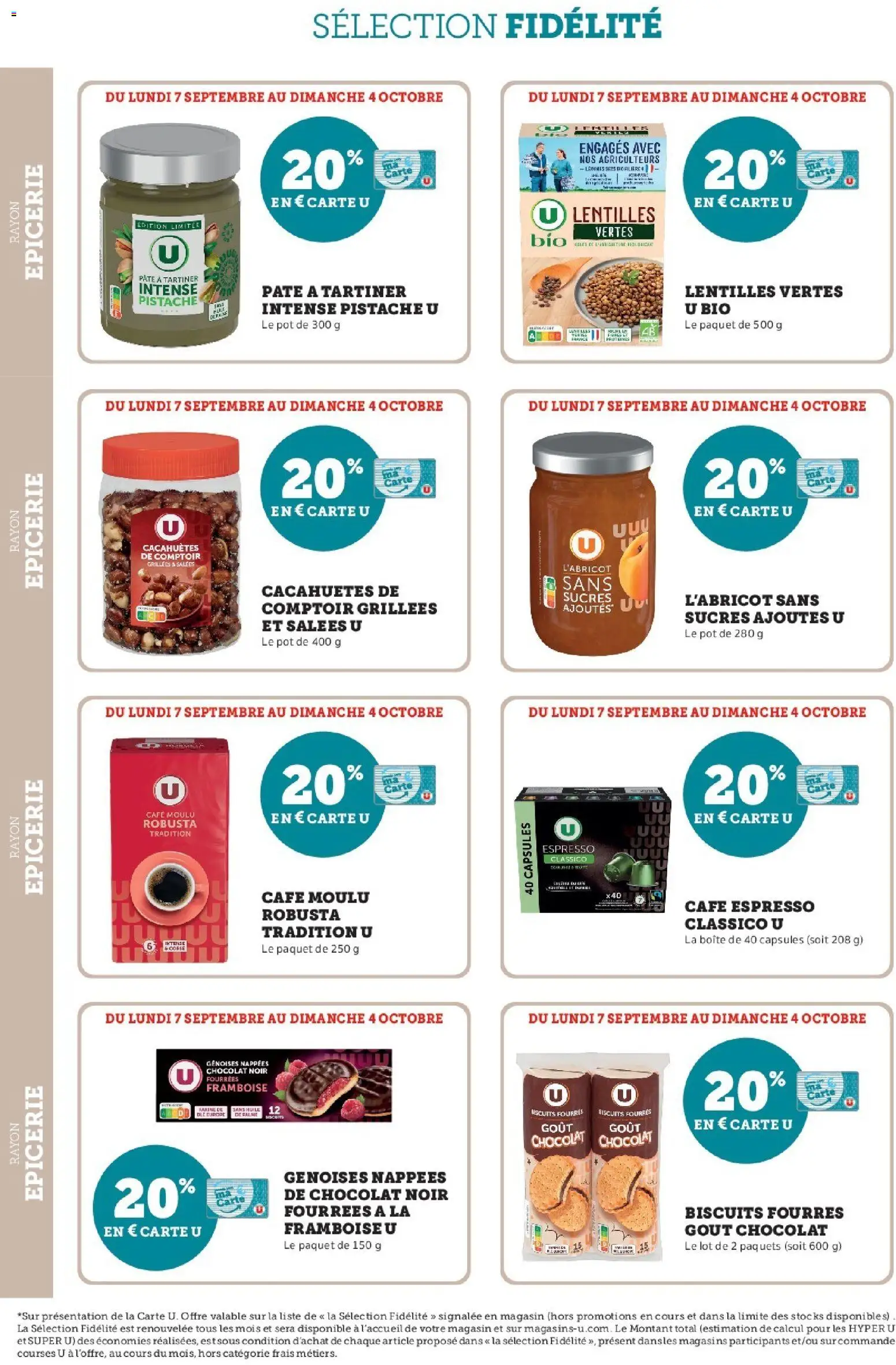 {H1} | Page: 8 | Produits: Lentilles, Pâte à tartiner, Cacahuètes, Café