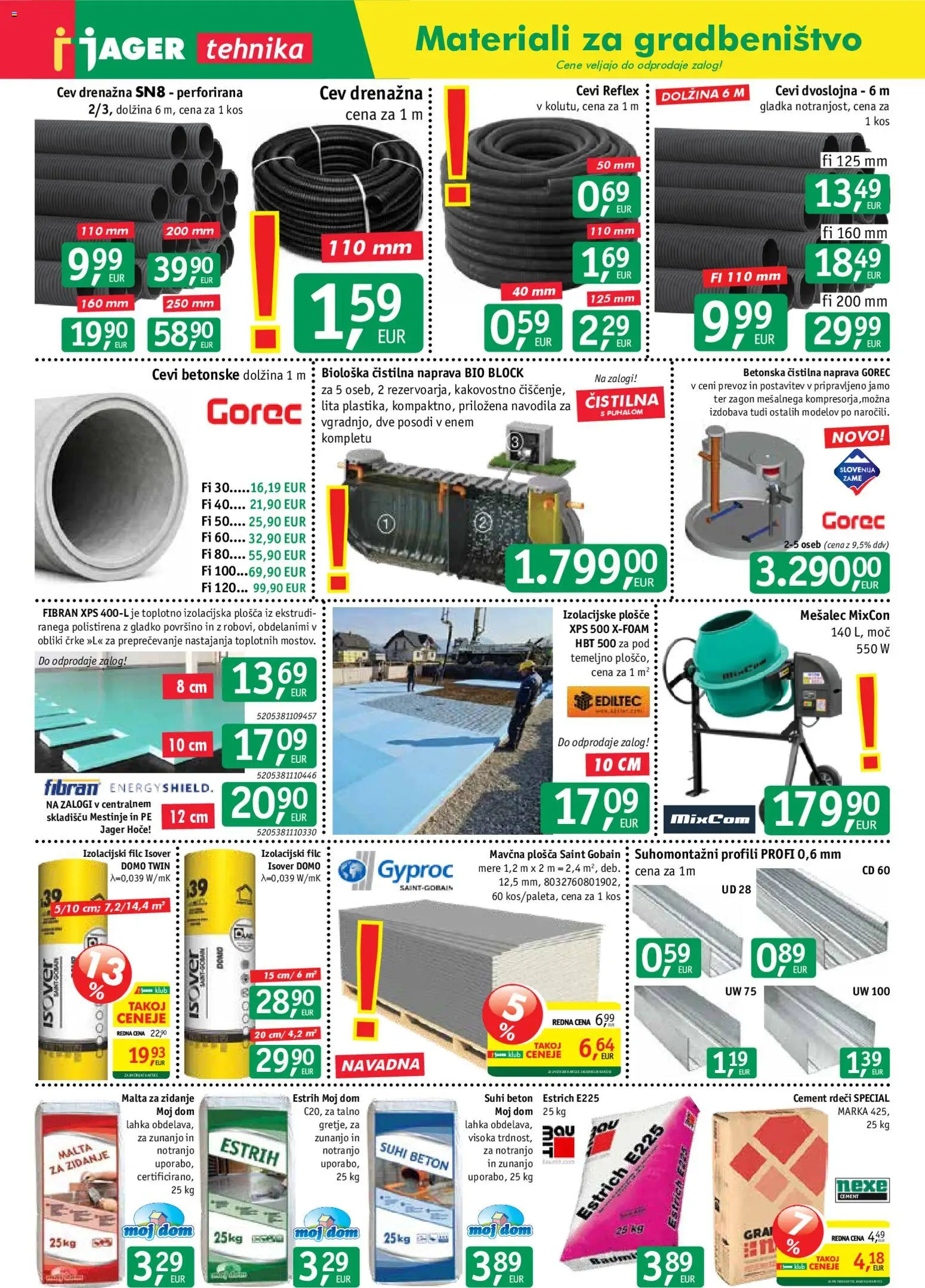 Novi Jager katalog ponudbe – veljaven od 10.06.2026 | Stran: 1 | Izdelki: Kos, Beton, Cement, Mešalec