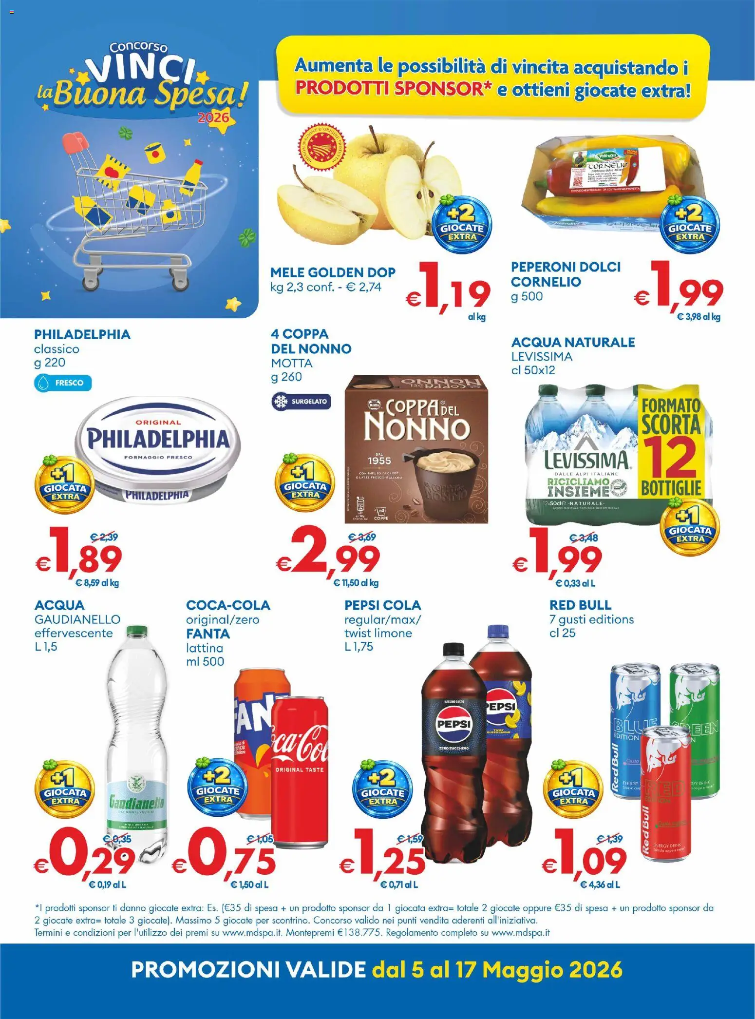 Volantino MD Discount del 05.05.2026 | Pagina: 2 | Prodotti: Peperoni, Acqua, Latte, Acqua naturale