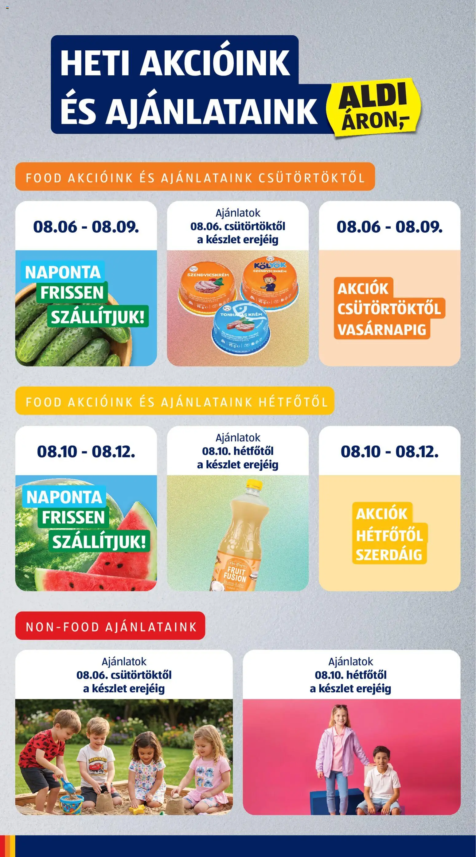 Aldi akciós ujság - amely érvényes a következő dátumtól: 2026.08.06. | Oldal: 6 | Termékek: Tonhal, Szendvicskrém