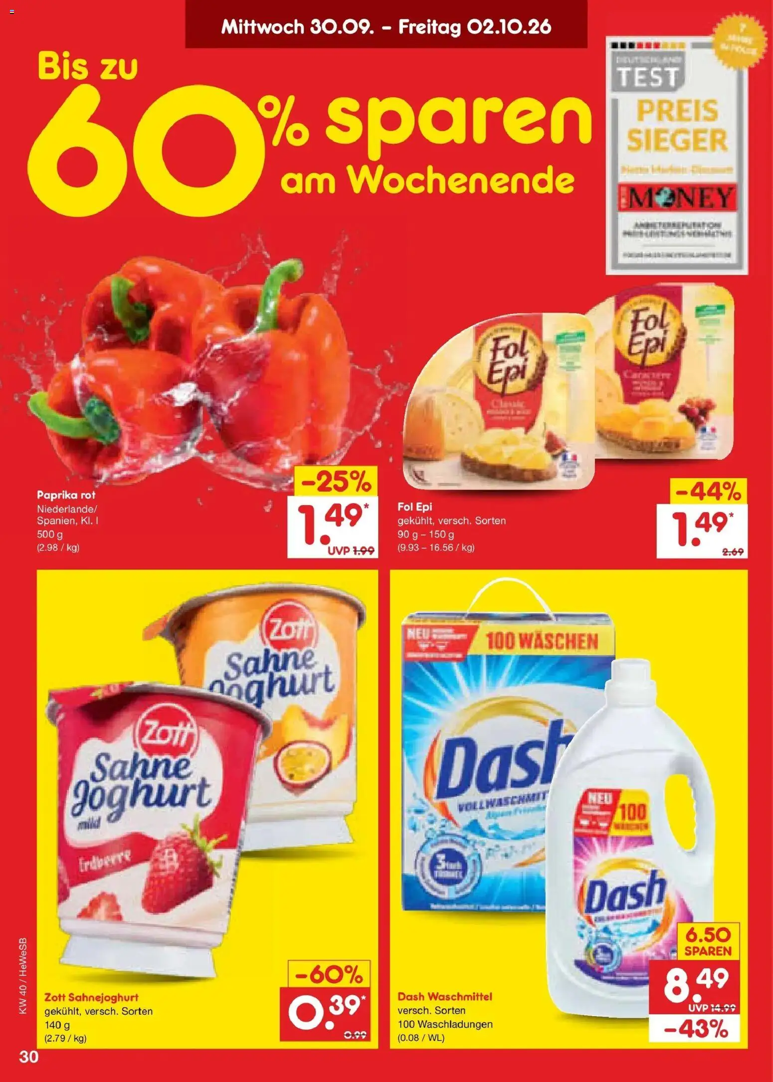 Netto Marken-Discount Prospekt Hamburg – gültig ab 28.09.2026 | Seite: 48 | Produkte: Joghurt, Paprika rot, Waschmittel, Sahne