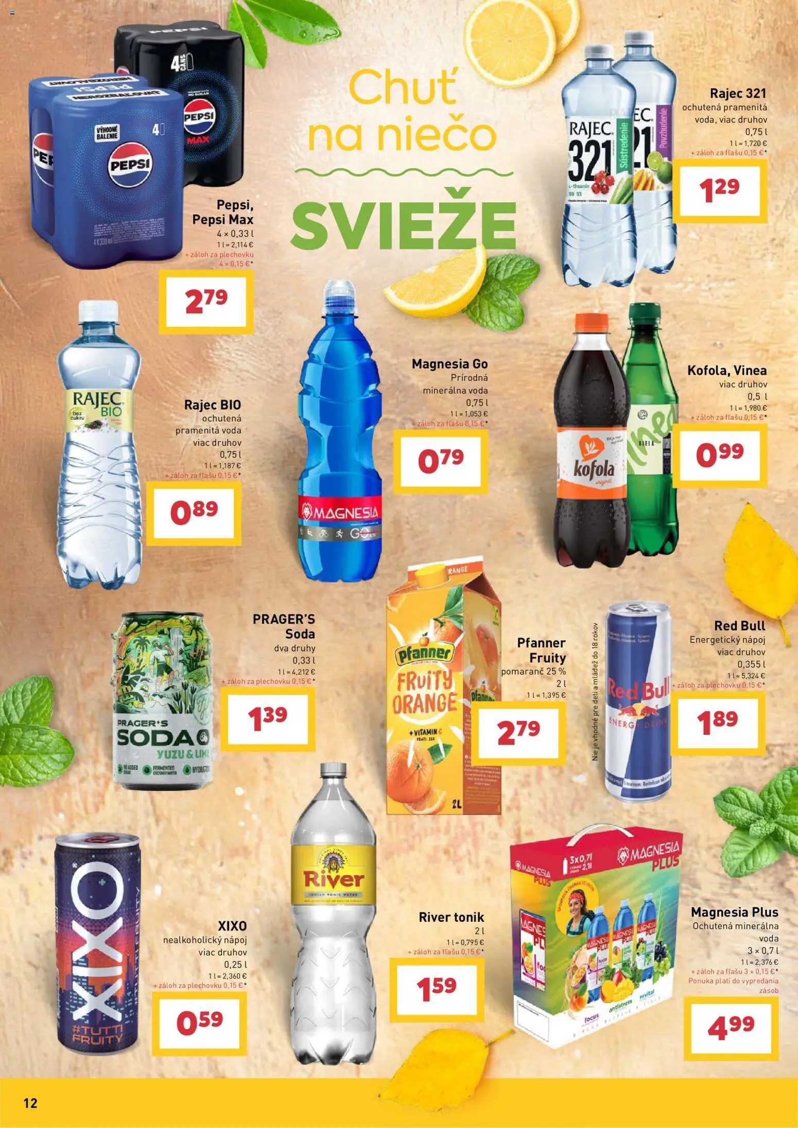Nové Billa akcie – leták je platný od 09.09.2026 | Strana: 12 | Produkty: Pramenitá voda, Magnesia, Pepsi, Vinea