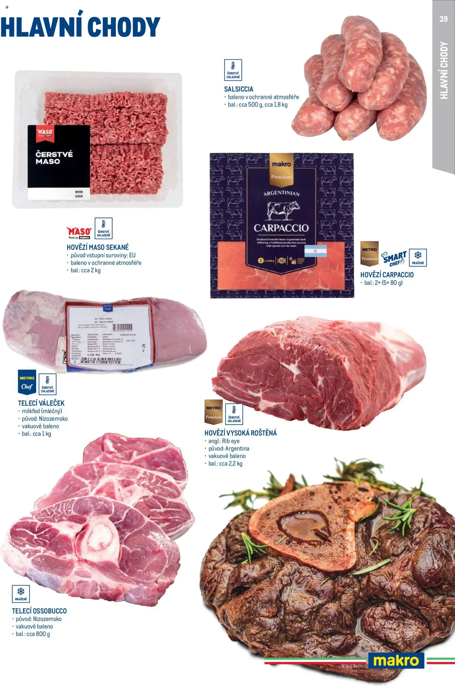 Makro leták - Itálie od 15.05.2026 | Strana: 39 | Produkty: Finest, Hovězí carpaccio, Salsiccia, Maso