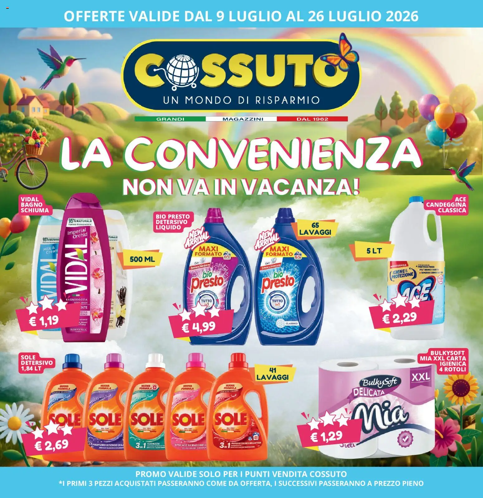 Volantino Cossuto del 09/07/2026 | Pagina: 1 | Prodotti: Smacchiatore, Candeggina, Bagno, Profumo