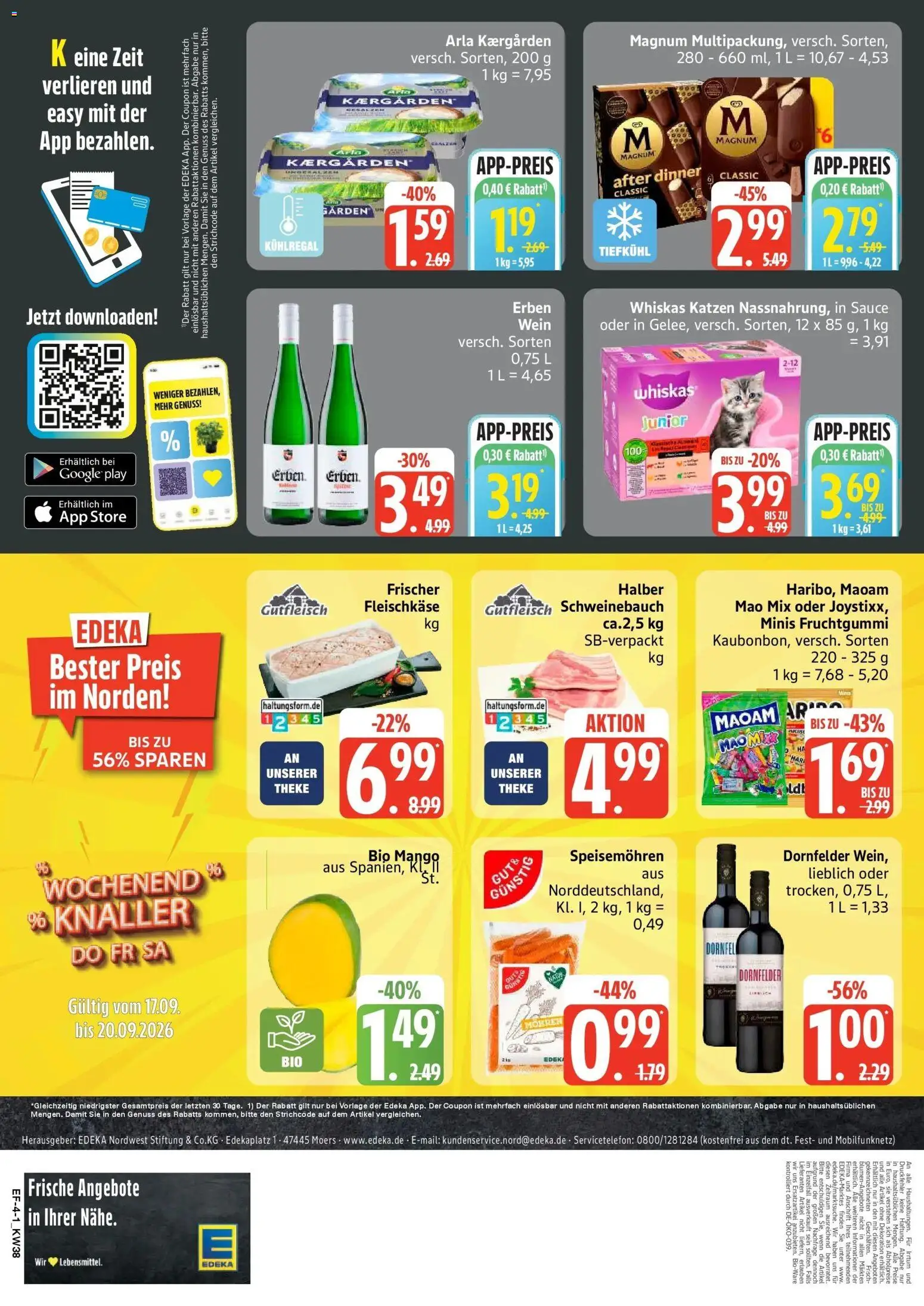Edeka Prospekt Luhnstedt (ab 14.09.2026) » Angebote Online | Seite: 4 | Produkte: Theke, Schweinebauch, Mohren, Wein