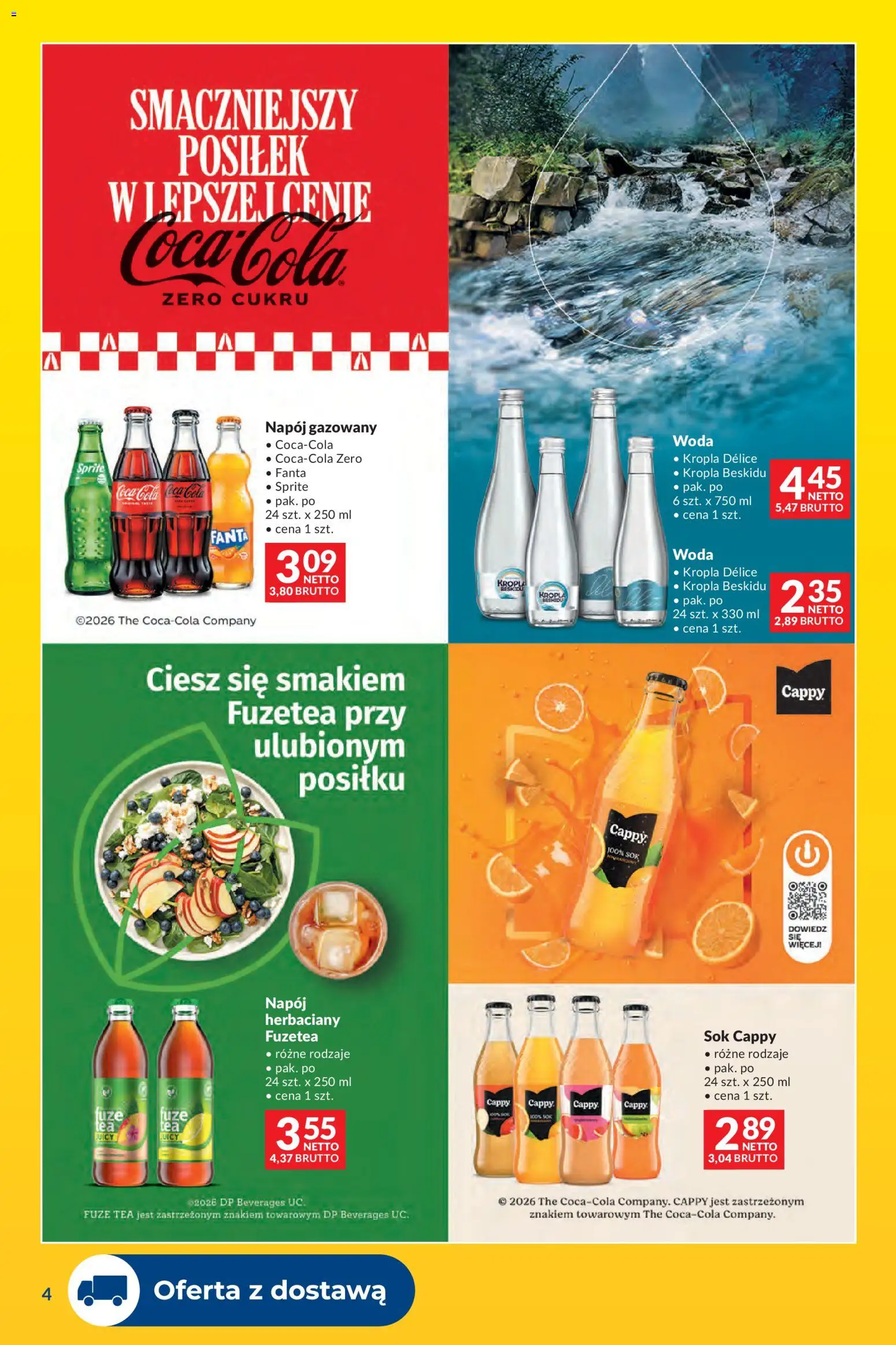 Makro gazetka - Dostawy dla gastronomii od 01.06.2026 | Strona: 4 | Produkty: Sprite, Coca cola, Sok, Woda