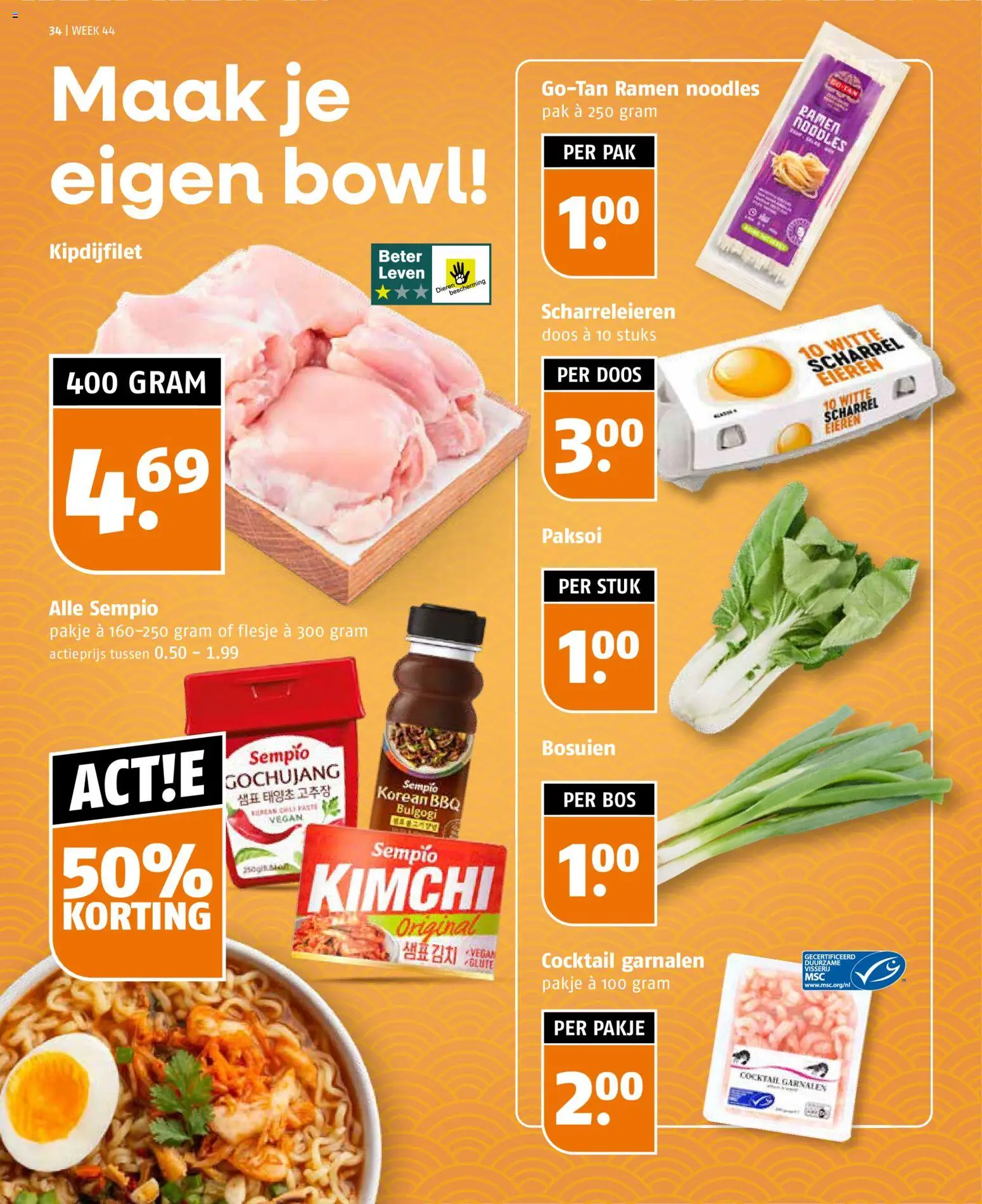 {H1} | Pagina: 34 | Producten: Eieren, Garnalen, Kimchi