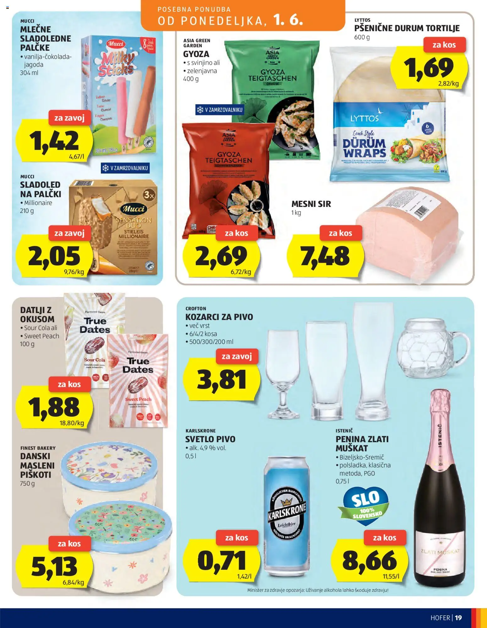 Novi Hofer katalog ponudbe – veljaven od 27.05.2026 | Stran: 19 | Izdelki: Tortilje, Penina, Sir, Sladoled