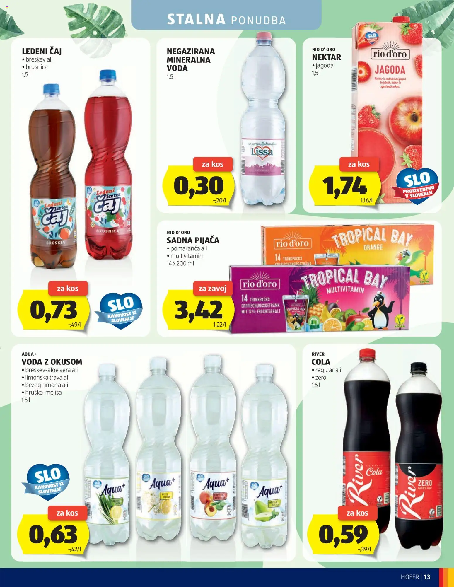 Hofer SI katalog | vrijedi od 24.06.2026 | Stranica: 13 | Proizvodi: Ledeni čaj, Čaj, Voda, Brusnica