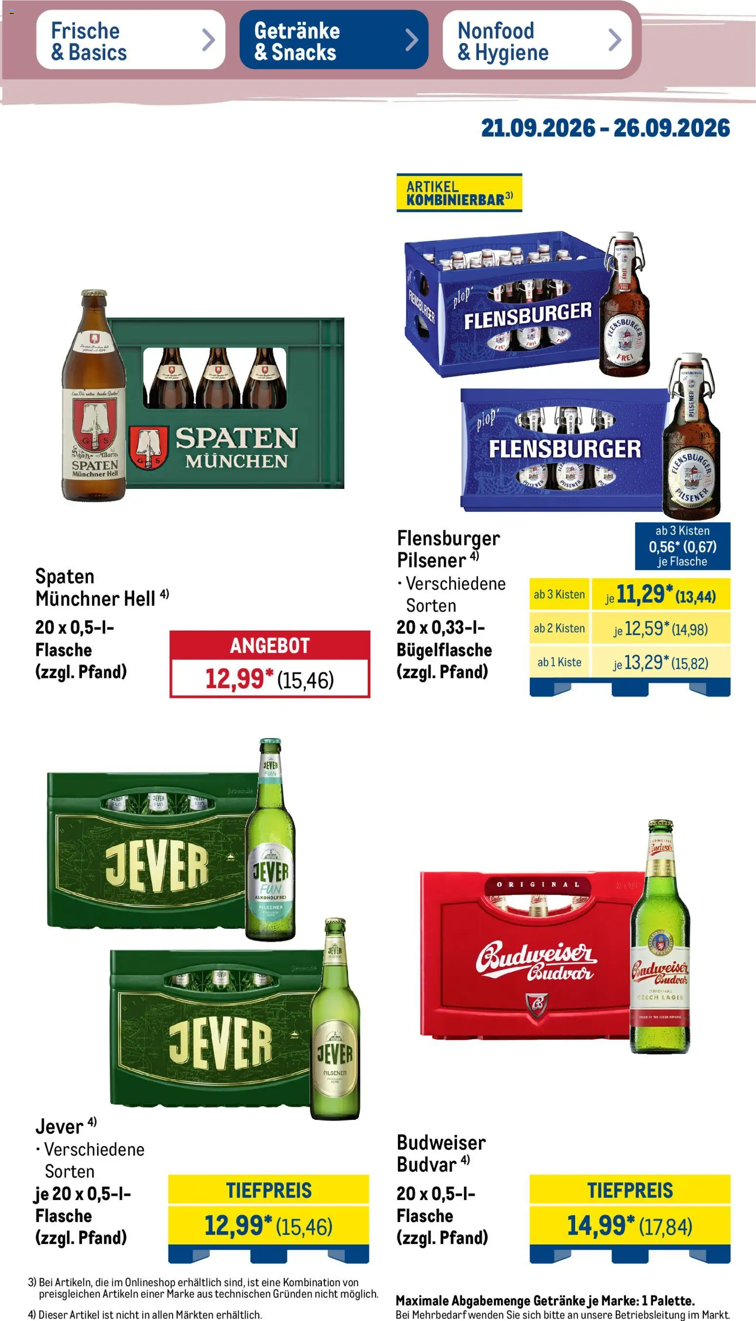 Metro Prospekt – gültig ab 21.09.2026 | Seite: 27 | Produkte: Flensburger, Jever, Budweiser