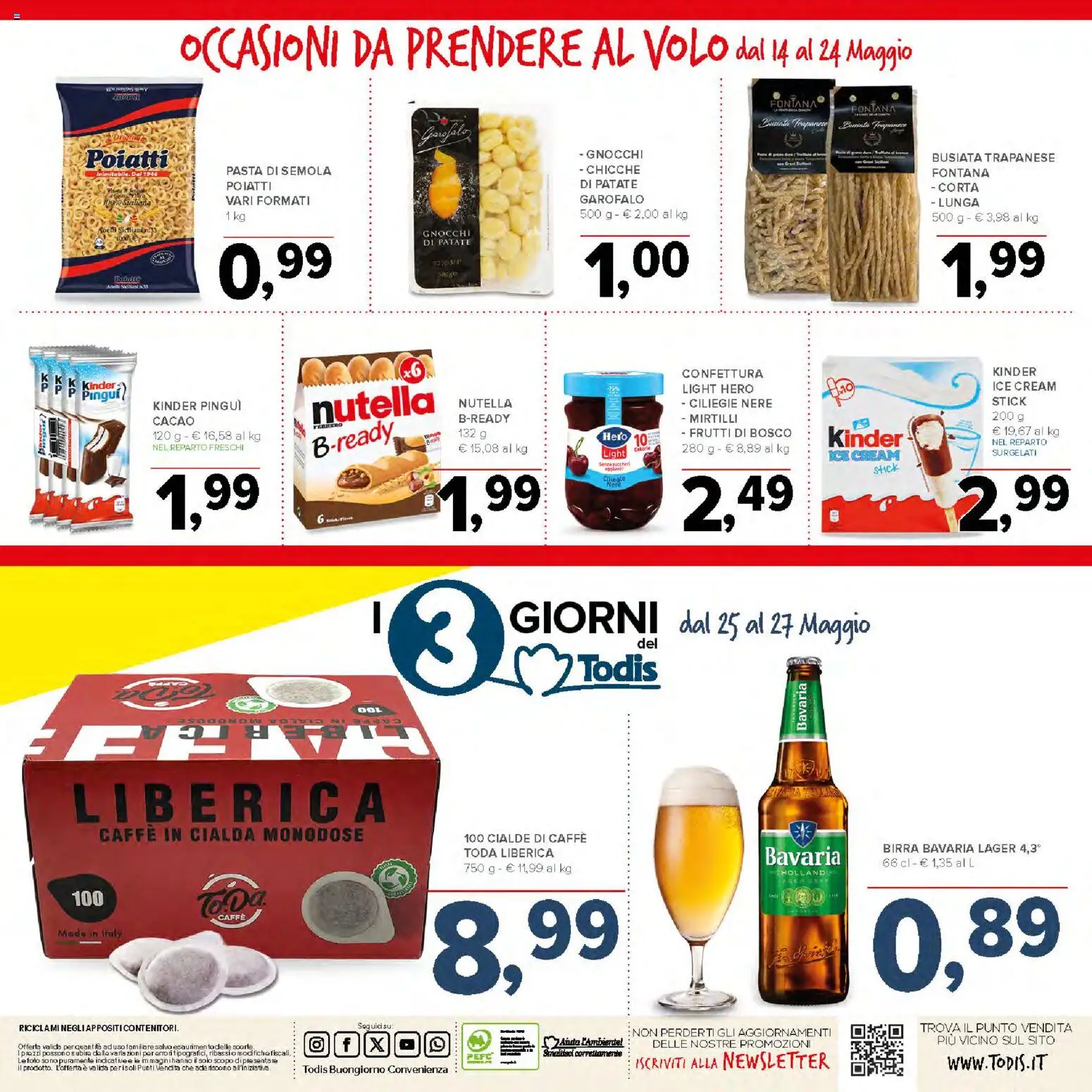 Volantino Todis del 14.05.2026 | Pagina: 20 | Prodotti: Caffè, Birra, Nutella, Mirtilli