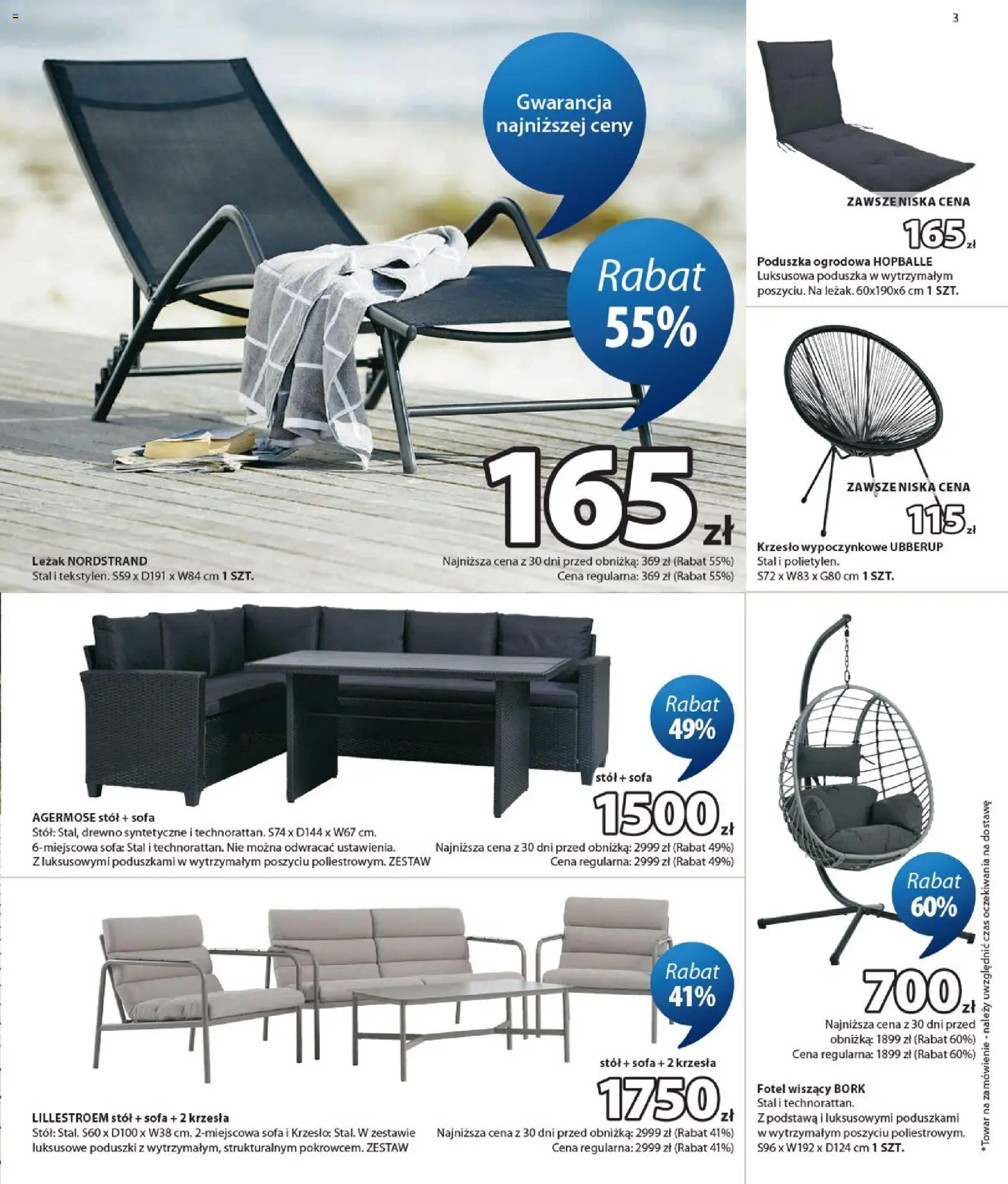 JYSK gazetka od 03.06.2026 | Strona: 3 | Produkty: Poduszka, Sofa, Leżak, Stół