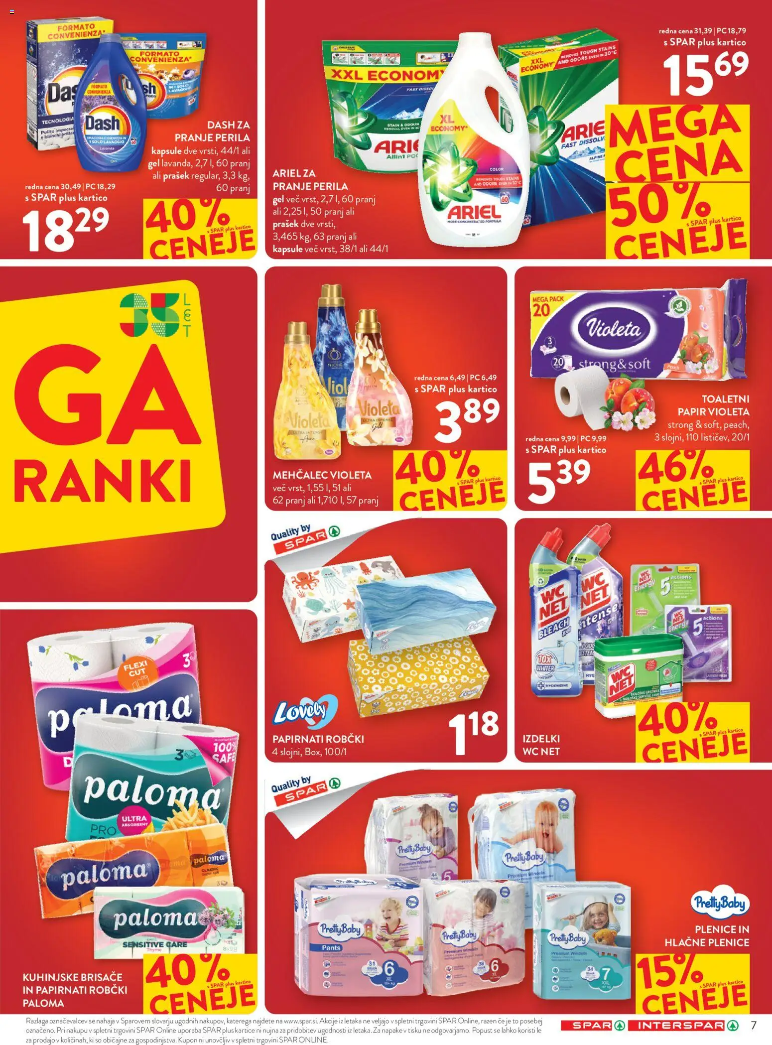 Novi Spar katalog ponudbe – veljaven od 28.10.2026 | Stran: 7 | Izdelki: Plenice, Mehčalec, Robčki, Por