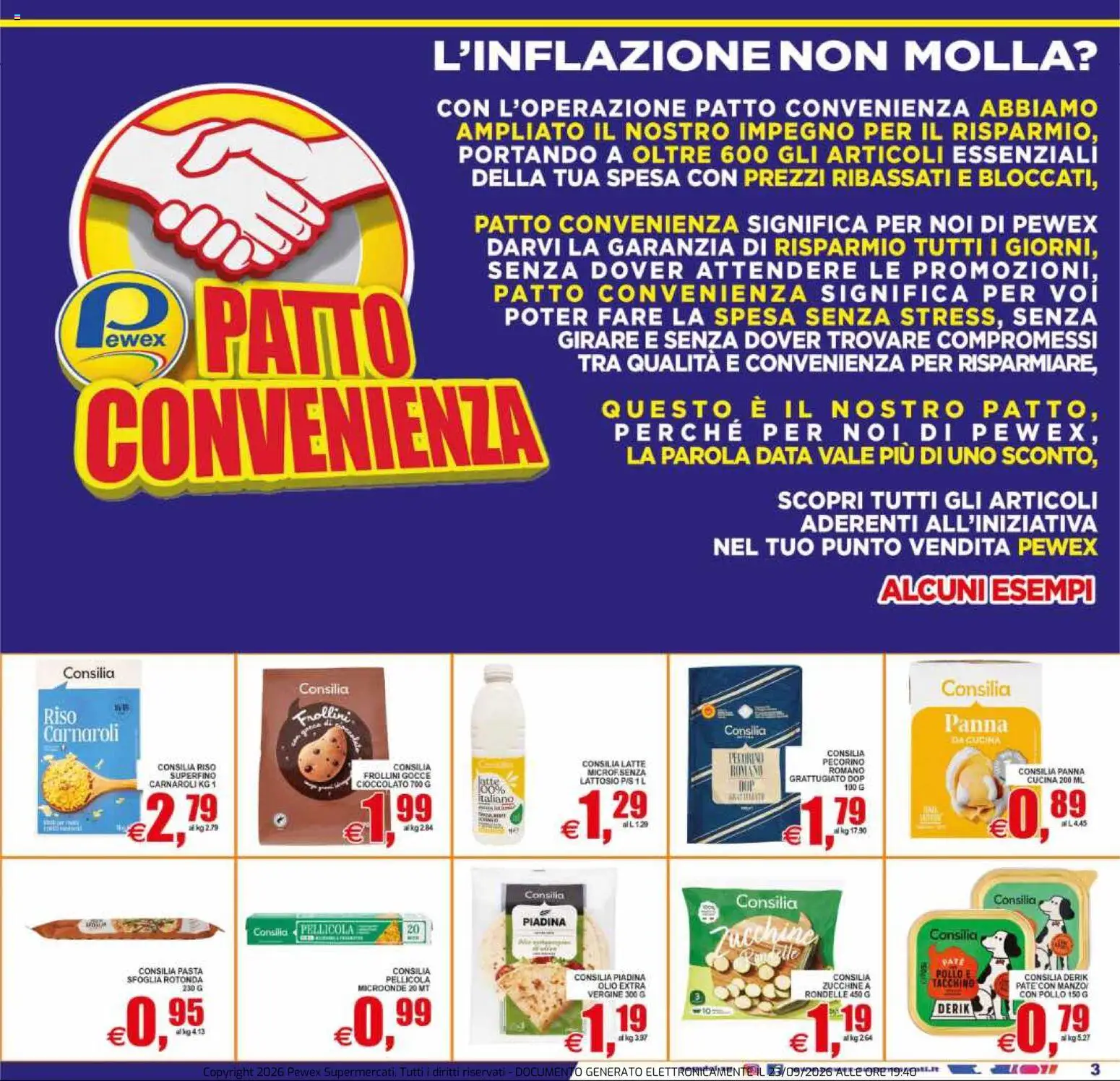 Volantino Pewex del 23/09/2026 | Pagina: 3 | Prodotti: Riso Carnaroli, Cioccolato, Data, Frollini