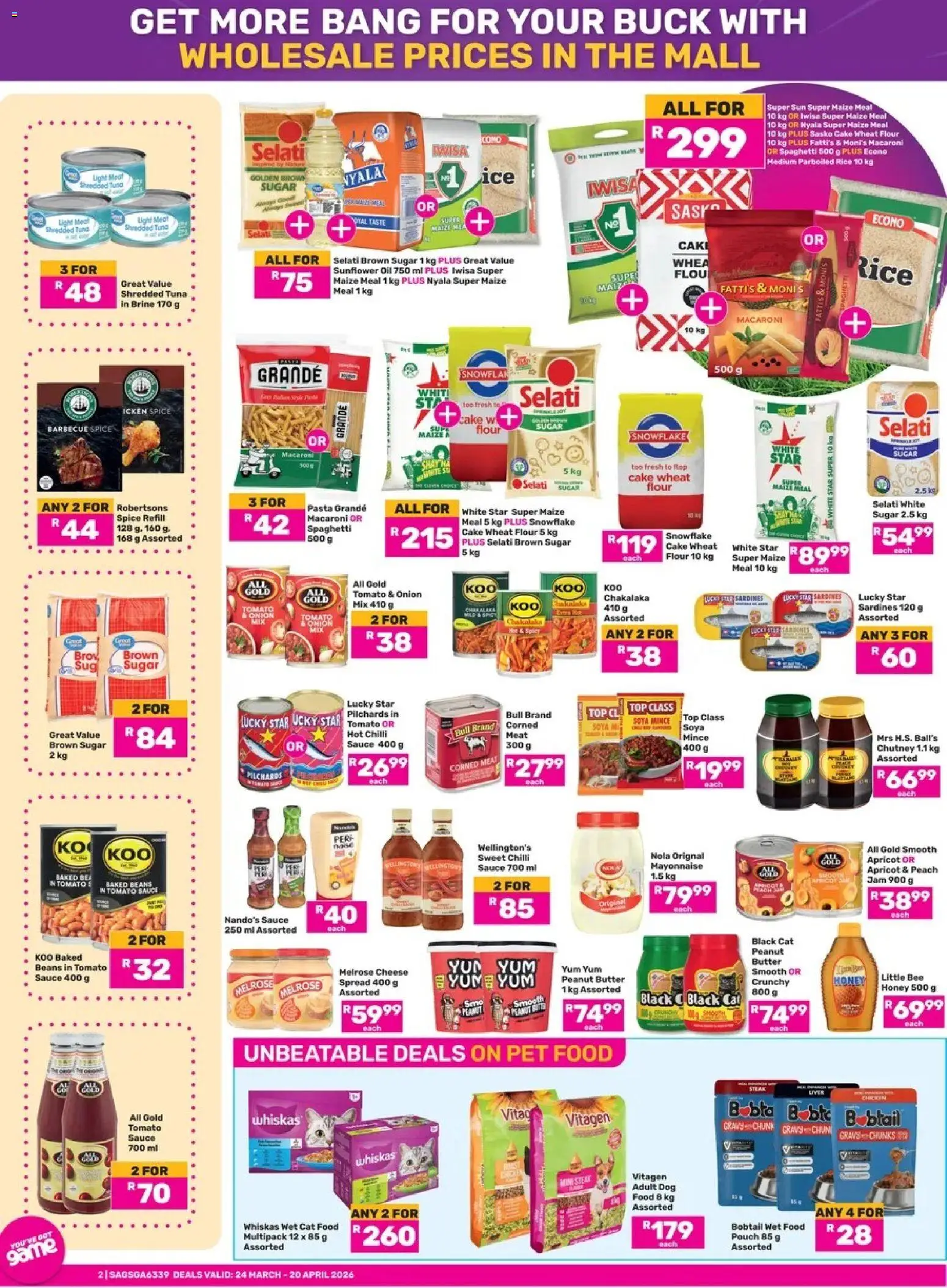 New Game catalogue – valid from 24.03.2026 | Page: 2 | Products: Pilchards, Pet food, Cheese, Peach