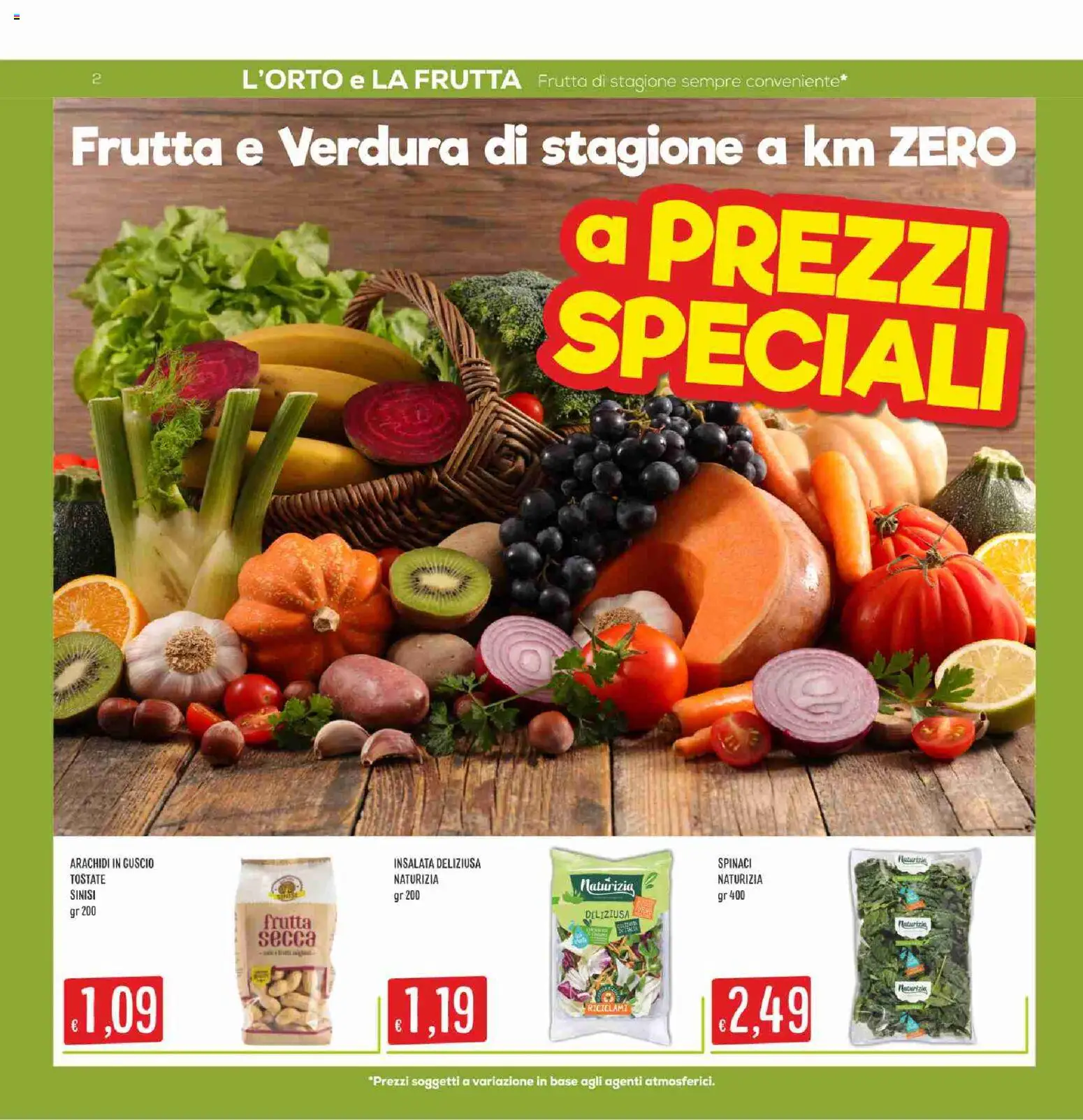 Volantino SISA del 01/10/2026 | Pagina: 2 | Prodotti: Insalata, Frutta, Spinaci, Arachidi