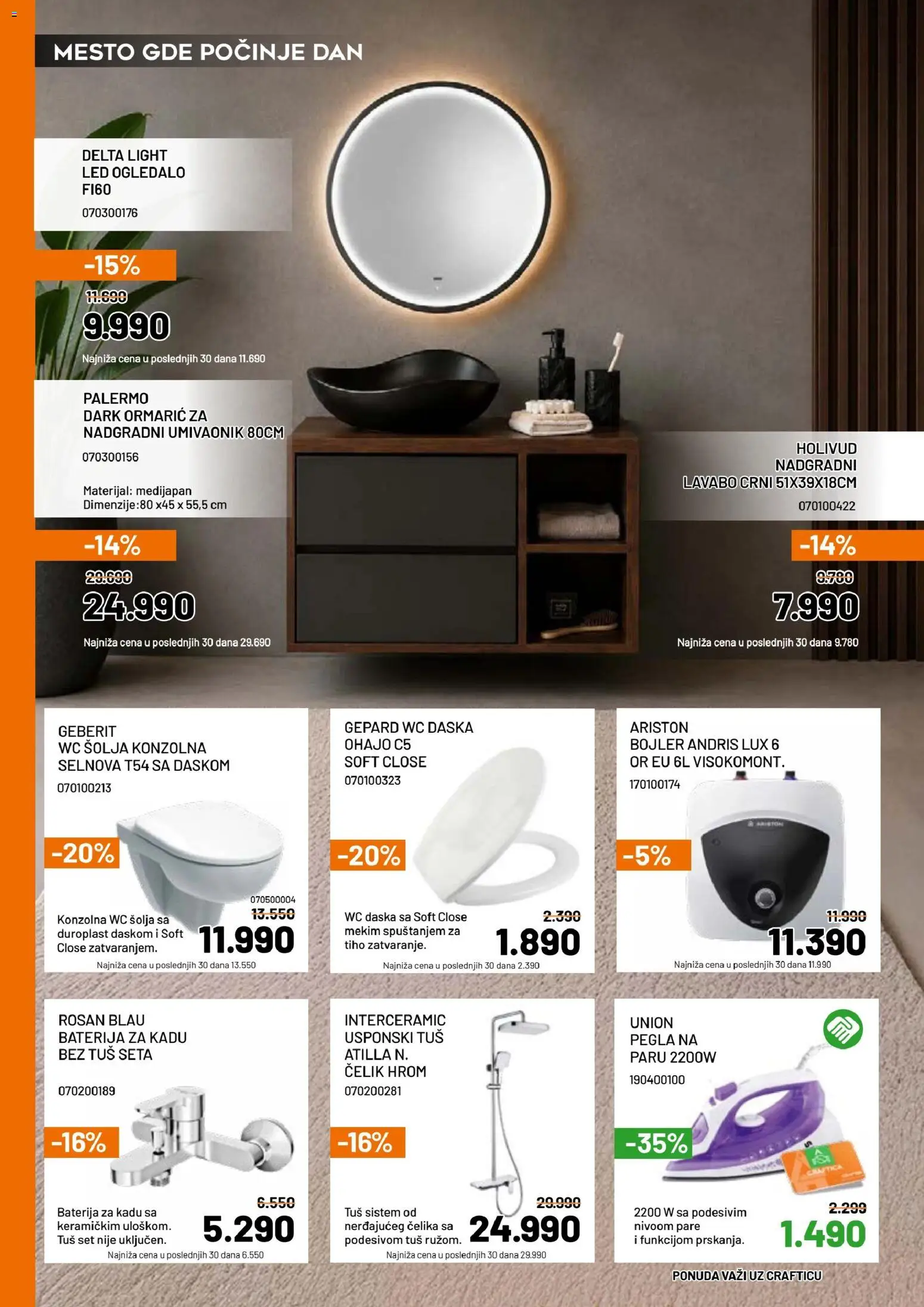 Crafter katalog - važi od 02.09.2026 | Strana: 11 | Proizvode: Pegla, Wc, Baterija, Ogledalo