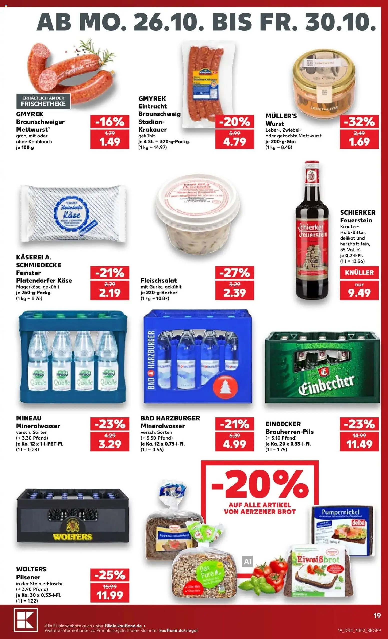 Prospekt Kaufland ab 26.10.2026 » Angebote Online zum Blättern | Seite: 23 | Produkte: Käse, Bad, Mineralwasser, Brot