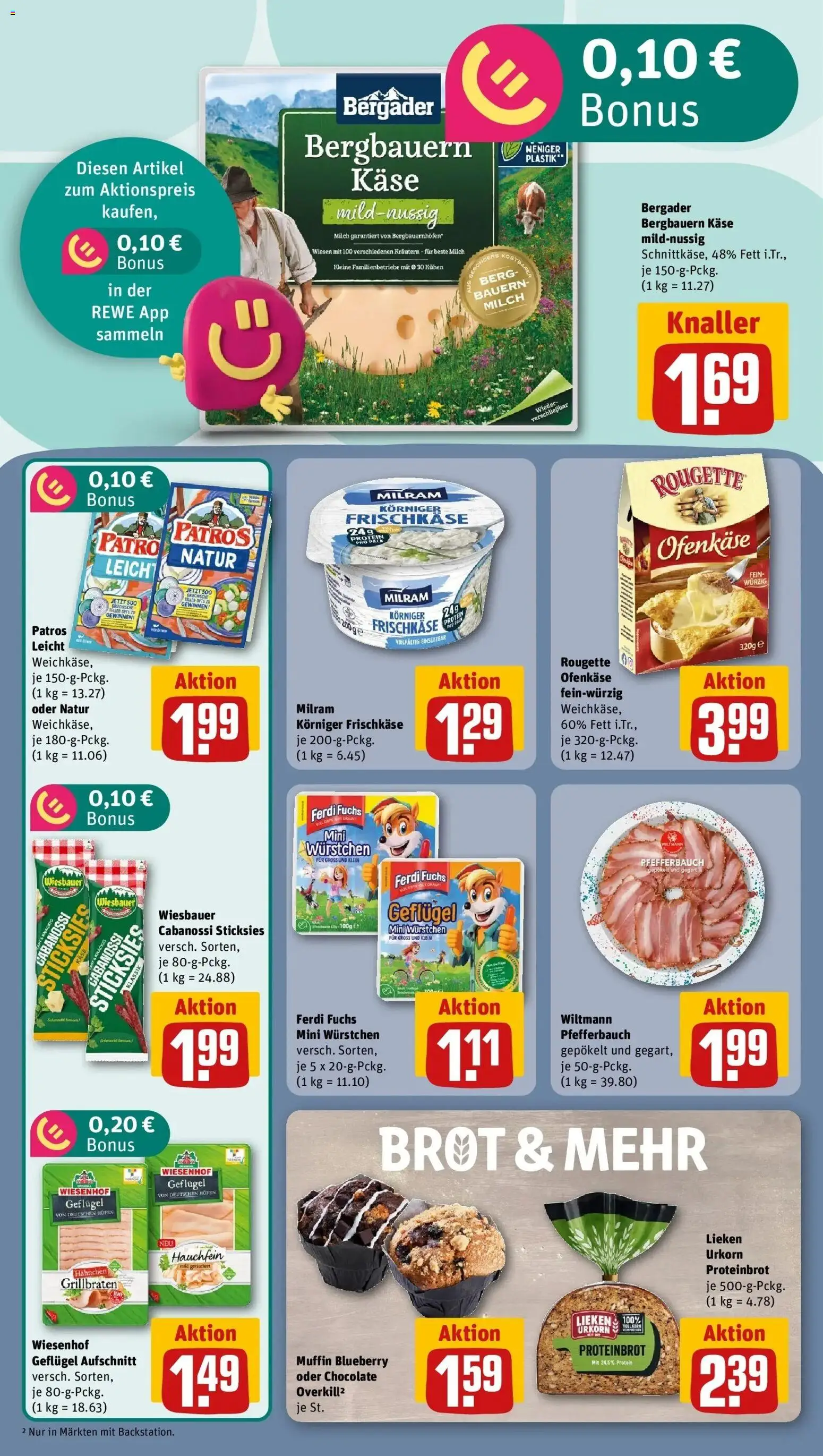 REWE Prospekt ab 05.10.2026 zum Blättern » Angebote | Seite: 14 | Produkte: Käse, Milram, Brot, Frischkase