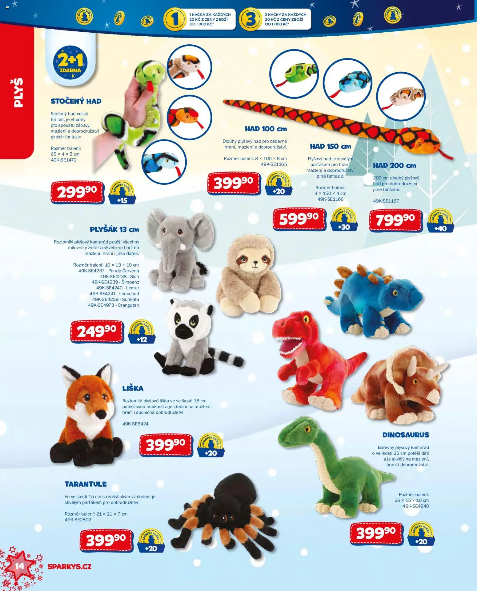 Sparkys katalog Vánoce 2026 od 01.10.2026 | Strana: 14 | Produkty: Dinosaurus, Plyšák