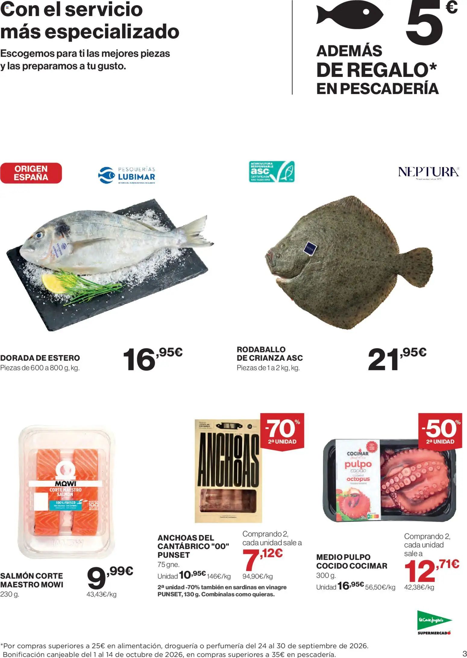 El Corte Inglés ofertas │ válido desde el 24/09/2026 | Página: 3 | Productos: Anchoas, Salmón, Sardinas, Vinagre