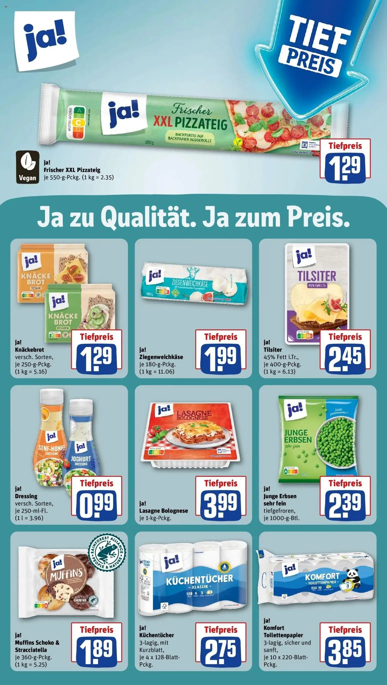REWE Prospekt ab 03.08.2026 zum Blättern » Angebote | Seite: 22 | Produkte: Dressing, Lasagne, Brot, Erbsen