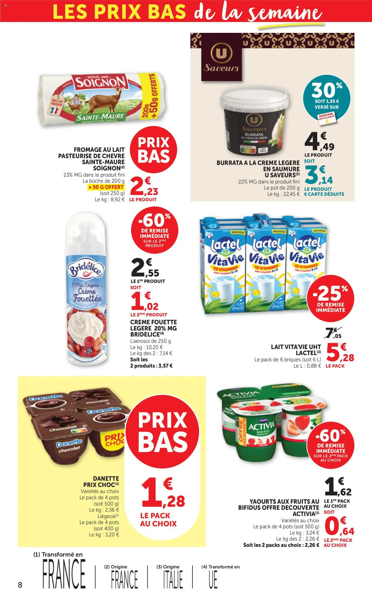 {H1} | Page: 8 | Produits: Yaourts, Chocolat, Burrata, Crème