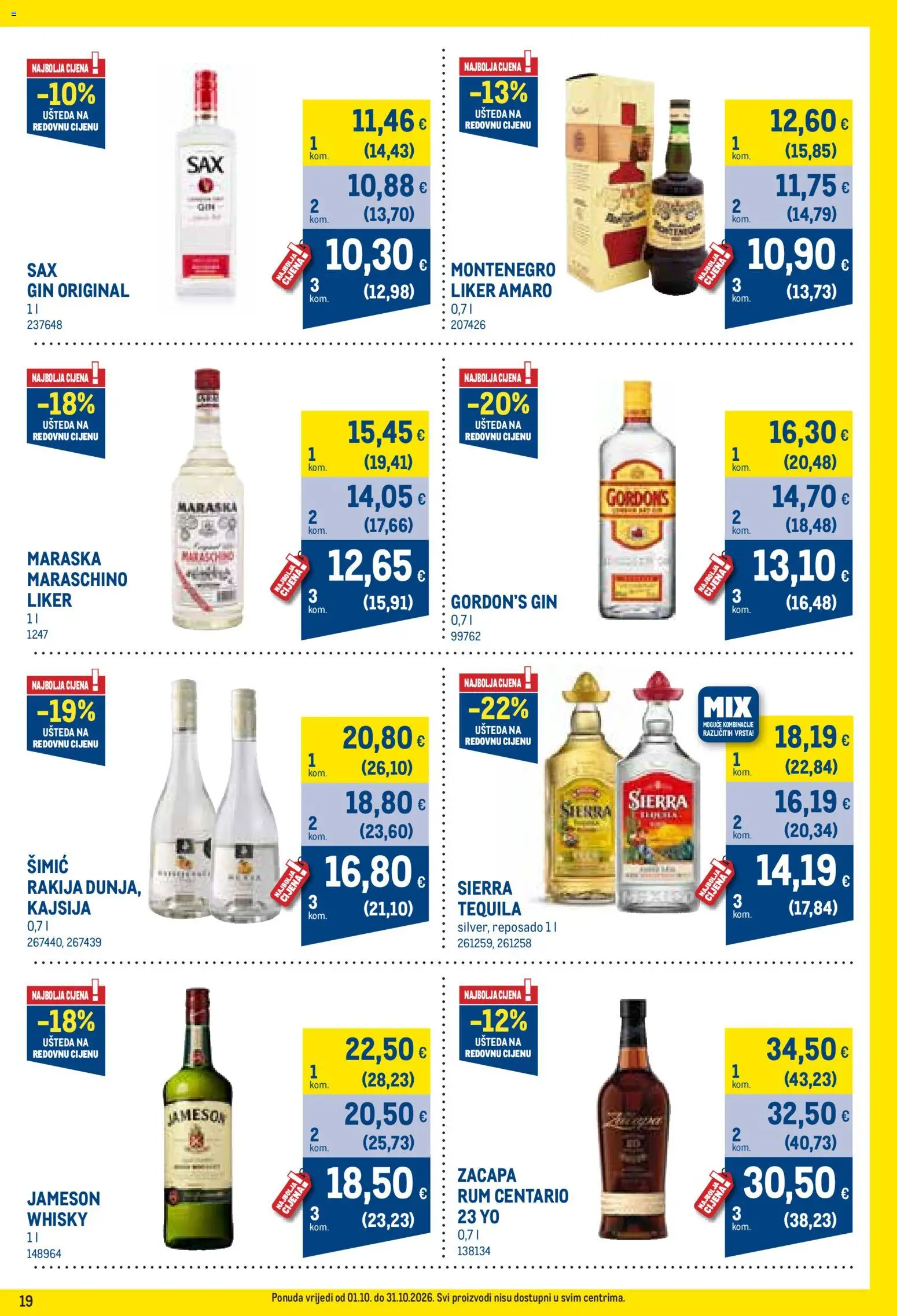 Metro katalog | vrijedi od 01.10.2026 | Stranica: 19 | Proizvodi: Gin, Whisky, Rakija, Amaro