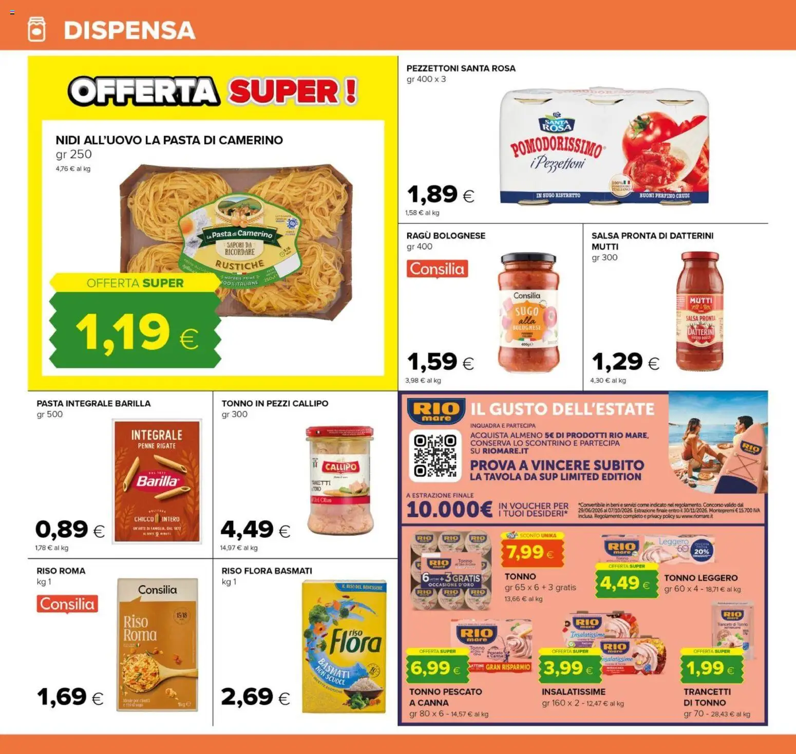 Volantino Oasi del 29/07/2026 | Pagina: 16 | Prodotti: Riso, Salsa, Pasta, Mutti