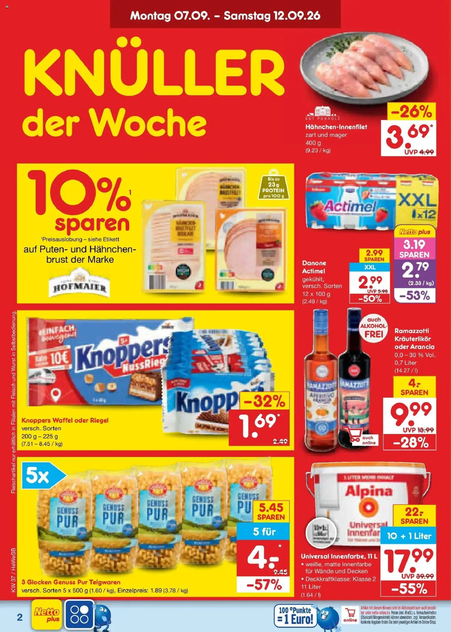 Netto Marken-Discount Prospekt Hamburg – gültig ab 07.09.2026 | Seite: 4 | Produkte: Alkohol, Wurst, Knoppers, Fleisch