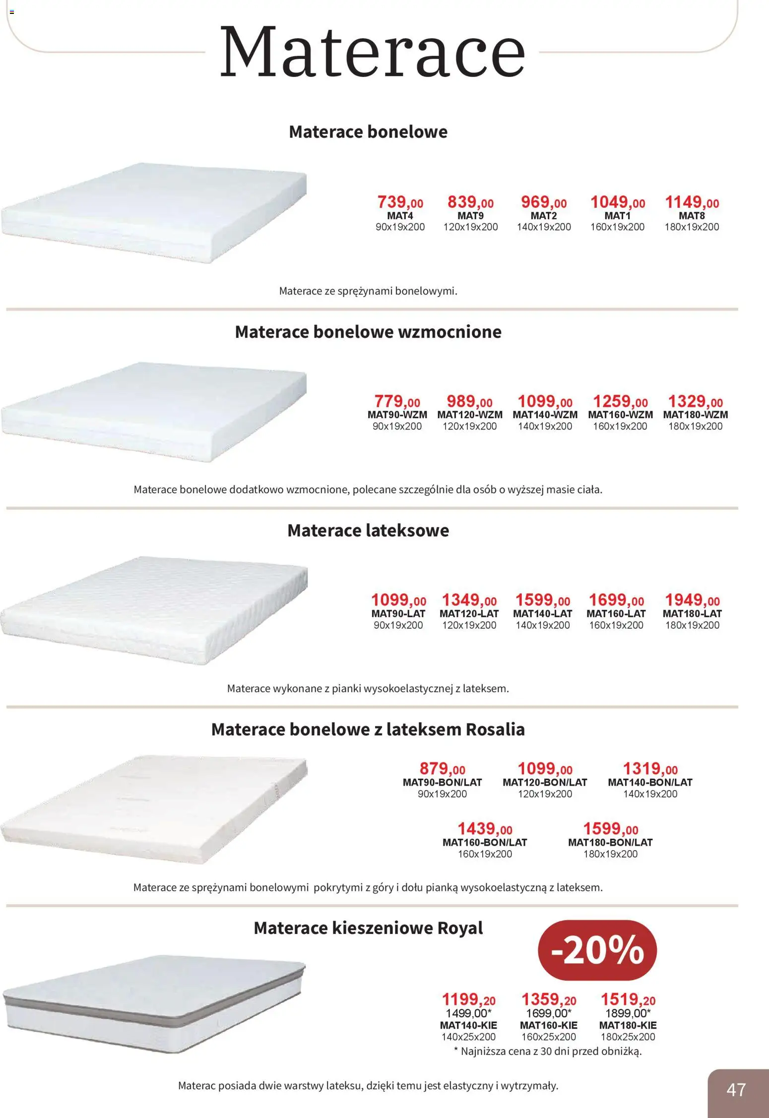 Bodzio Katalog od 01.04.2026 | Strona: 47 | Produkty: Materac, Pianki