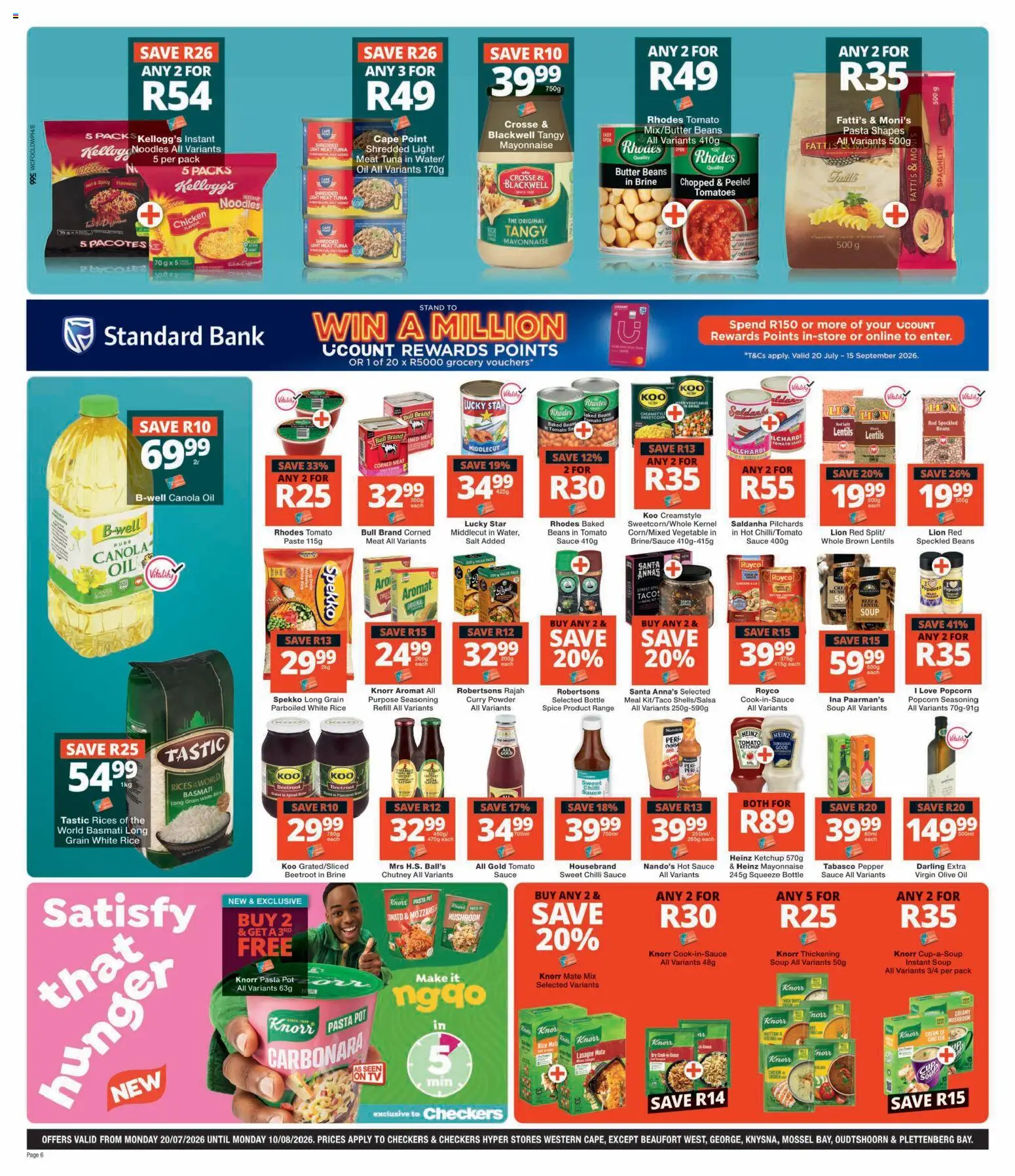 New Checkers catalogue – valid from 20/07/2026 | Page: 6 | Products: Chicken, Tomatoes, Pasta, Pepper