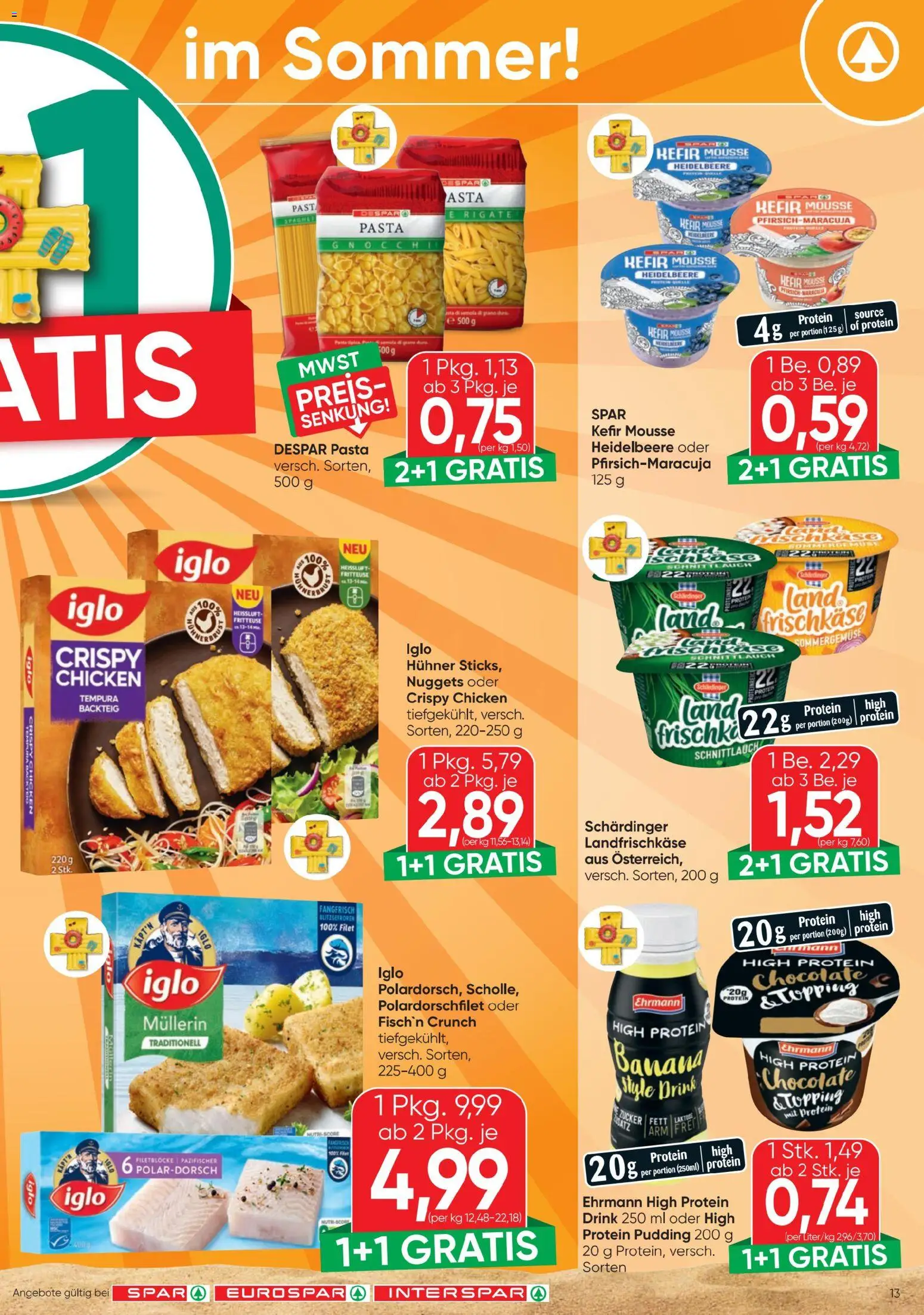 Spar - Flugblatt gültig ab 30.07.2026 | Seite: 13 | Produkte: Pasta, Zucker