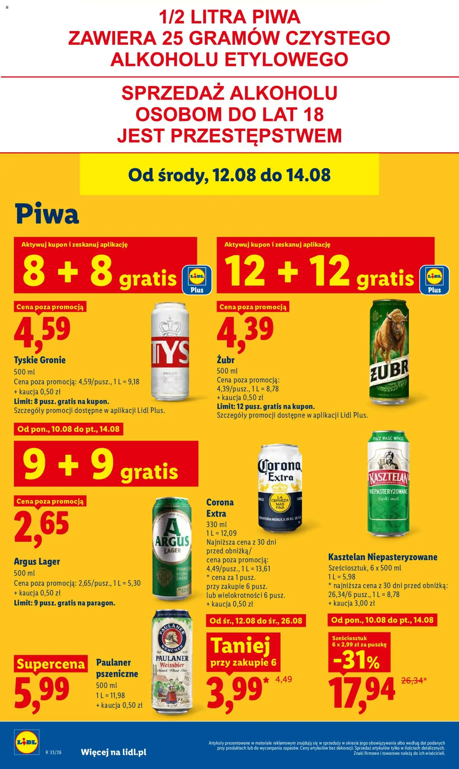 Lidl Polsko leták od 12.08.2026 | Strana: 72 | Produkty: Zubr, Argus, Corona Extra