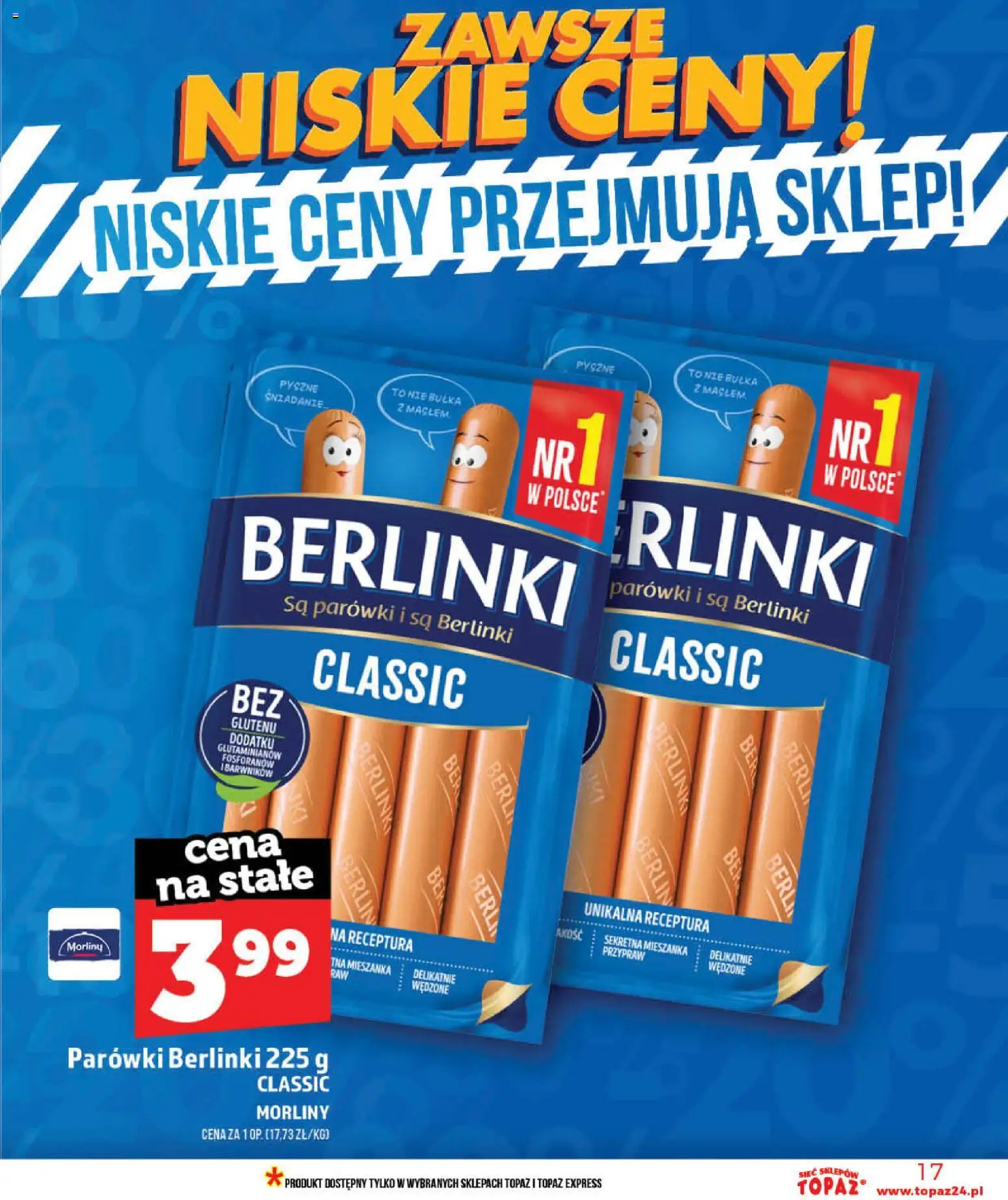 Topaz gazetka - MAZ od 28.05.2026 | Strona: 17 | Produkty: Parówki berlinki, Parówki, Bułka