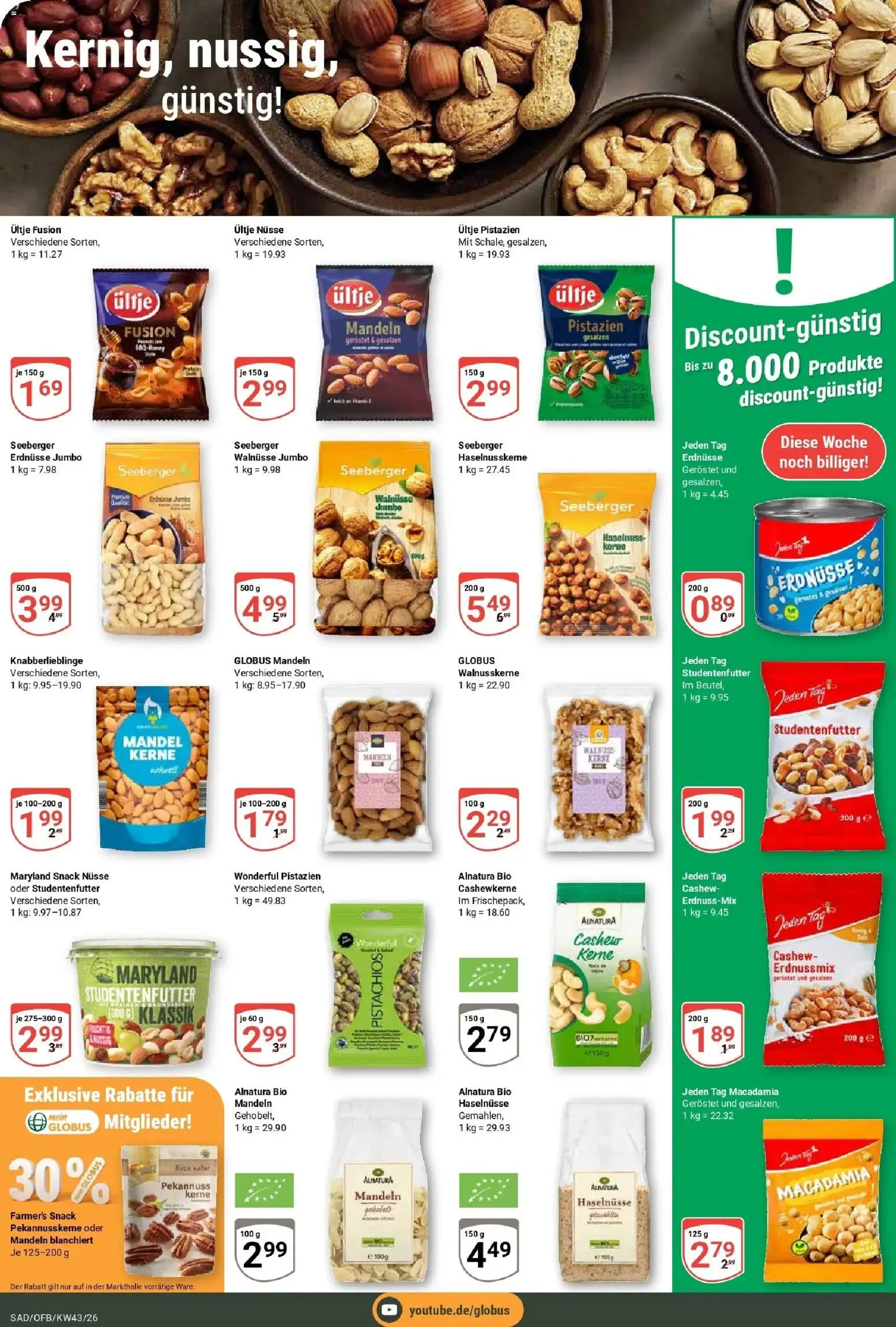 Globus Prospekt Schwandorf (ab 19.10.2026) » Angebote online | Seite: 13 | Produkte: Erdnüsse, Walnüsse, Cashew, Pistazien