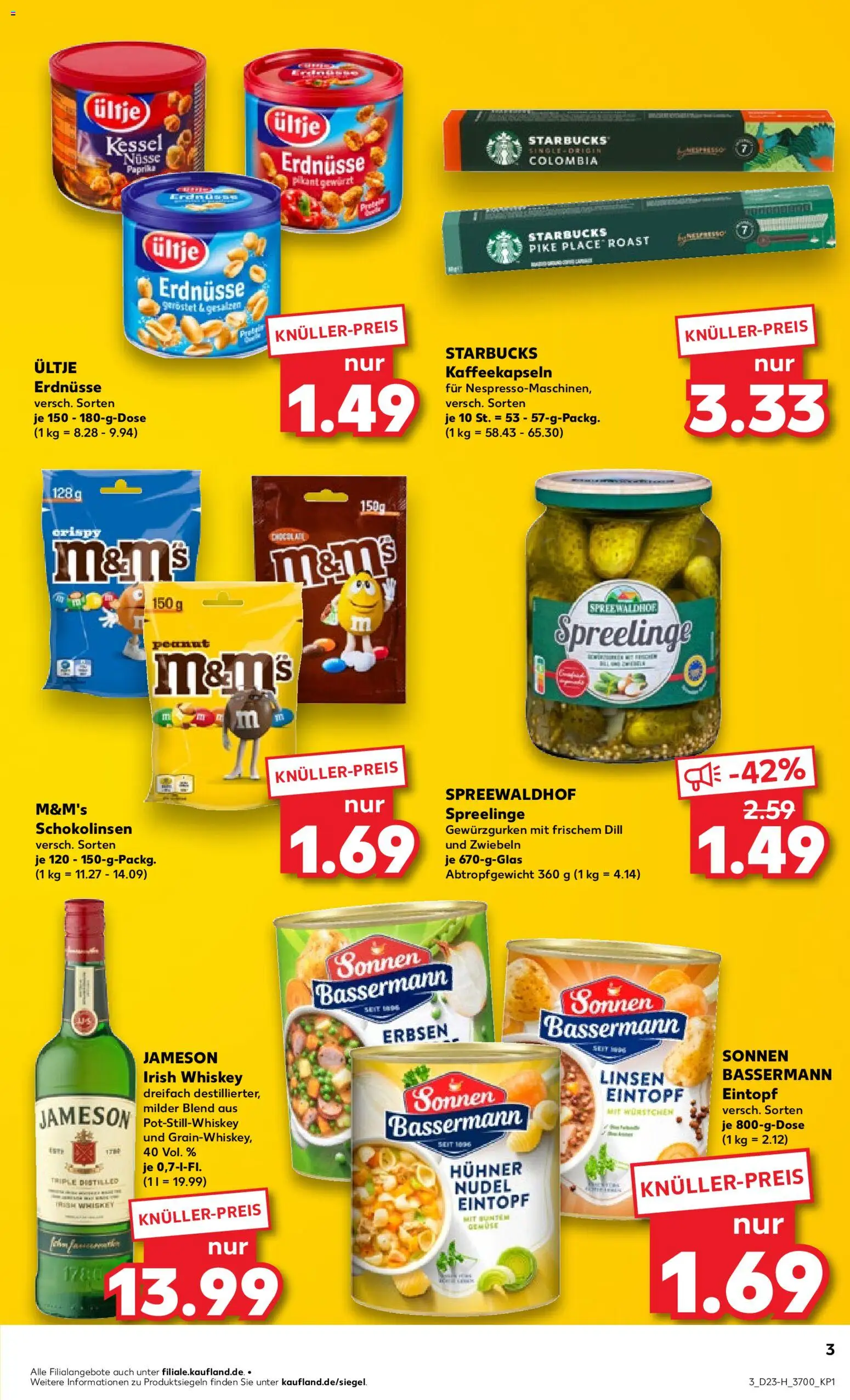 Kaufland Prospekt Rostock – gültig ab 04.06.2026 | Seite: 3 | Produkte: Ultje erdnusse, Starbucks, Whiskey, Erbsen