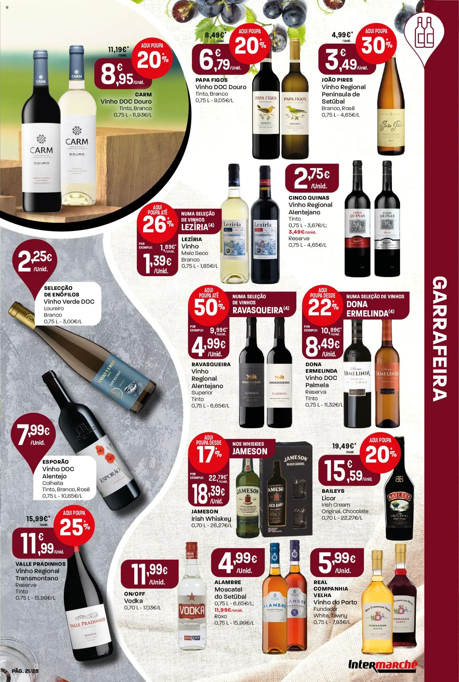 Intermarché Folheto Contact │ válido de 03/09/2026 | Página: 21 | Produtos: Baileys, Vinho do Porto, Papa, Vinho