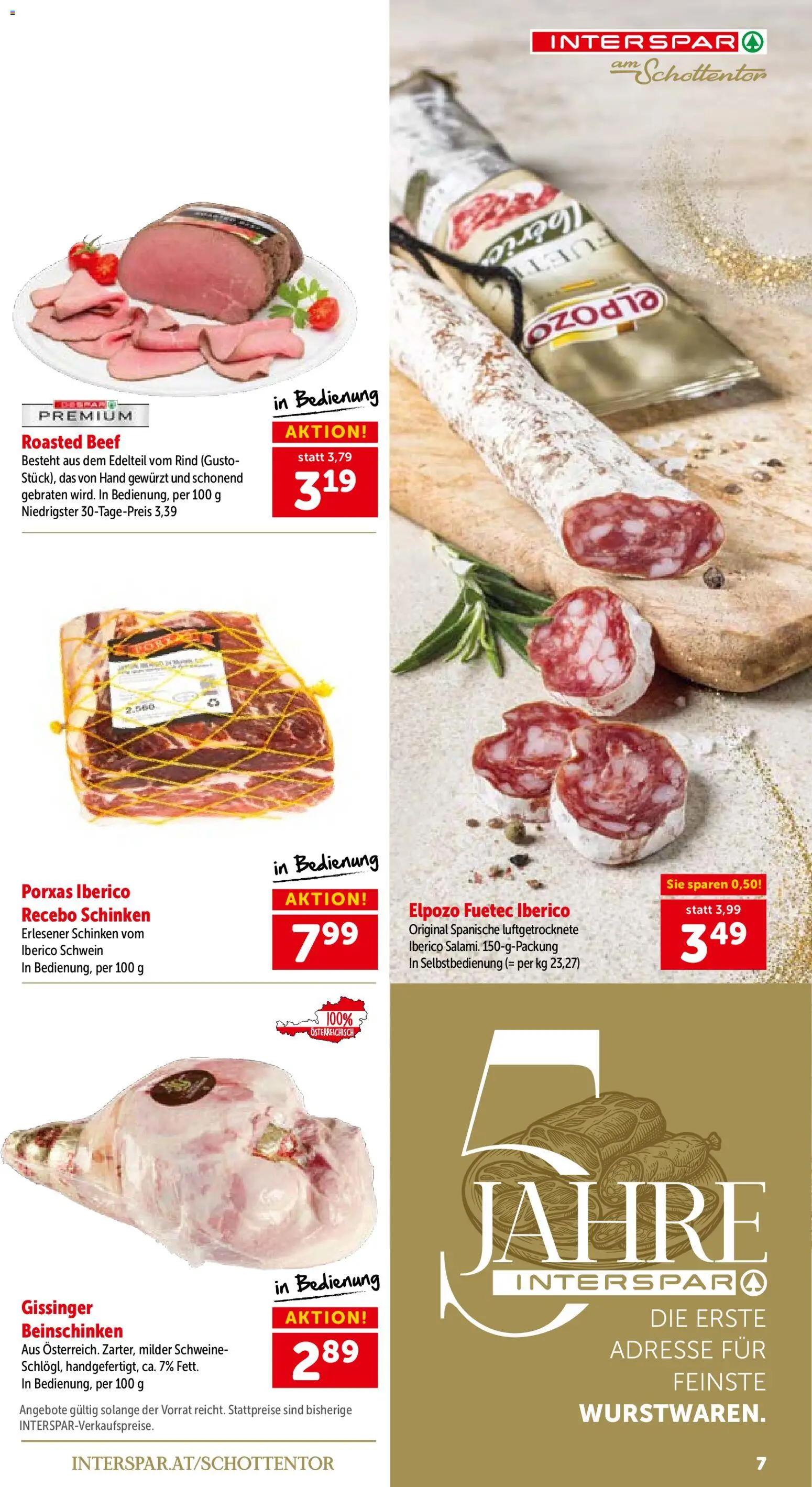 Interspar 5 Jahre am Schottentor gültig ab 21.05.2026 | Seite: 7 | Produkte: Schinken
