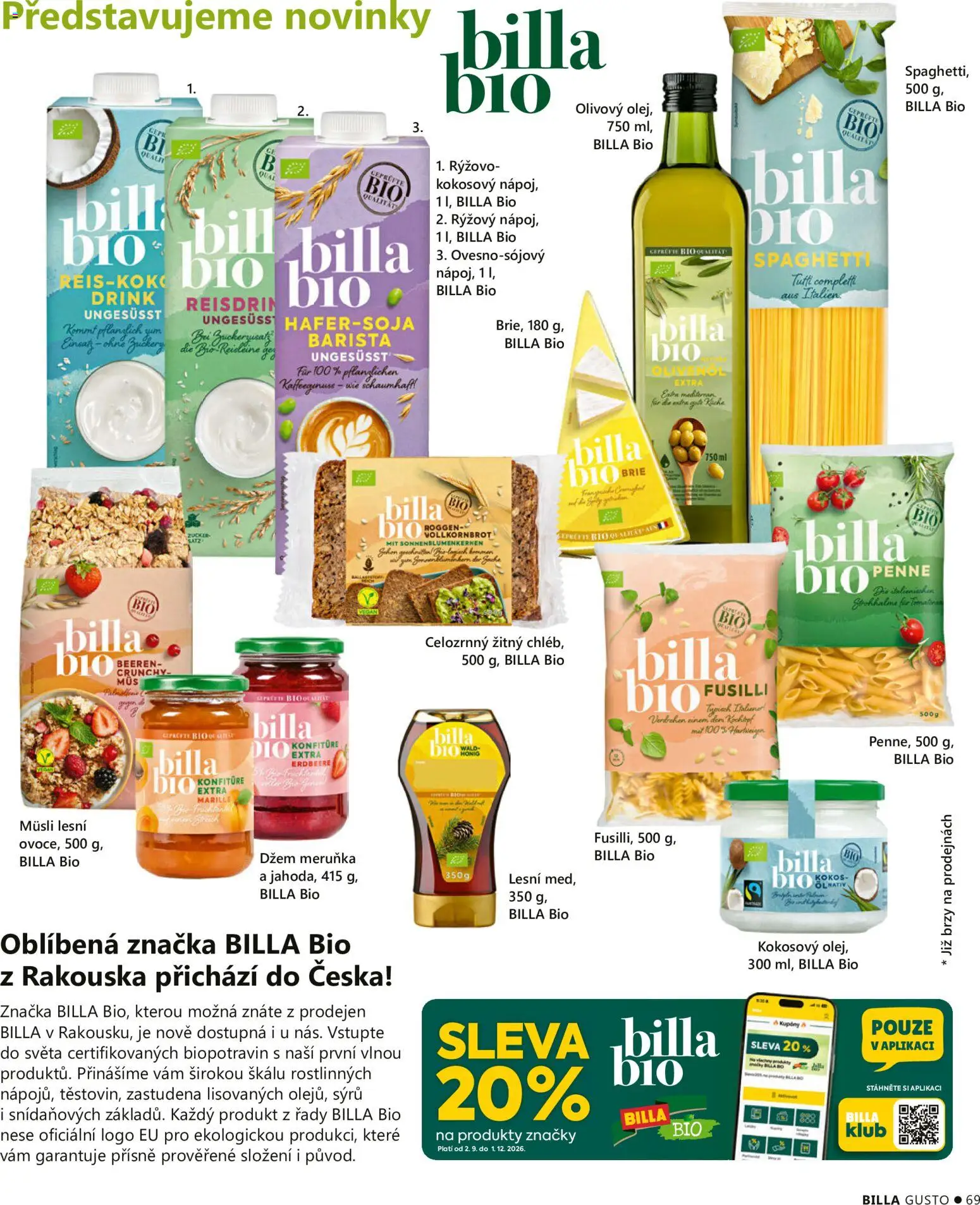 Billa leták - Gusto: Podzim 2026 od 01.09.2026 | Strana: 69 | Produkty: Penne, Muškáty, Džem, Kokos
