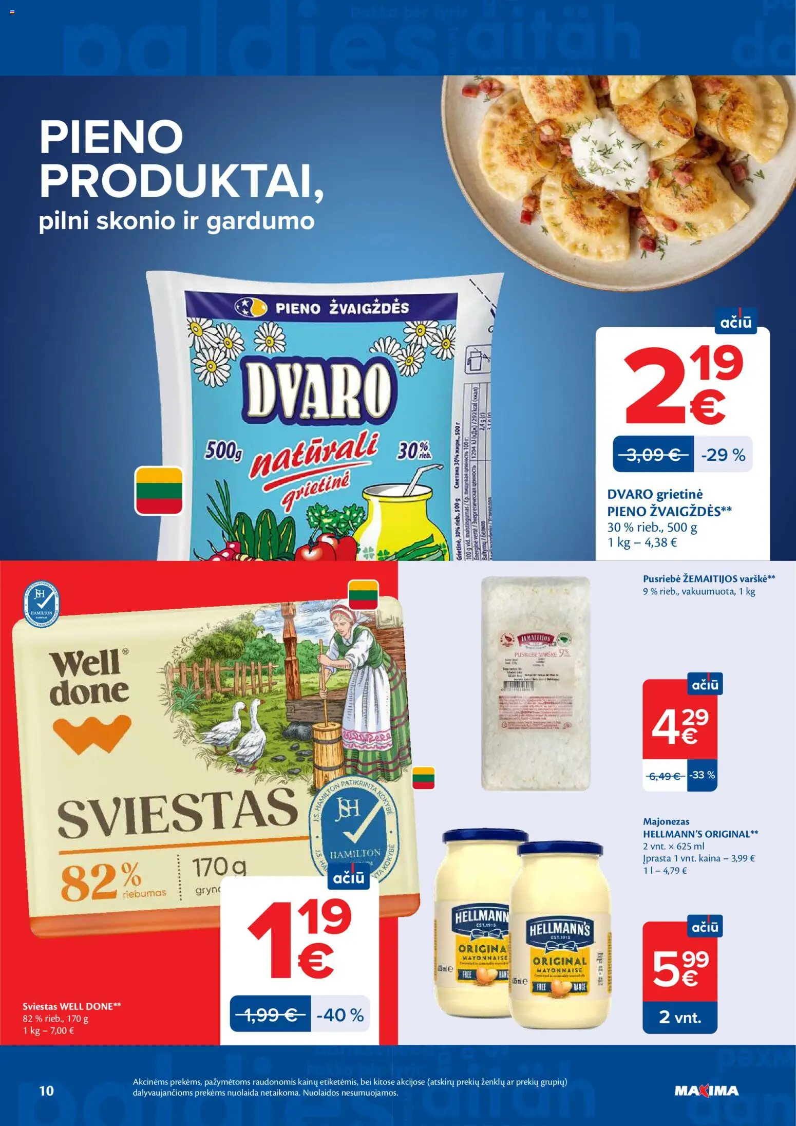 MAXIMA akcijos nuo 2026.06.23 | Puslapis: 10 | Prekių: Sviestas, Varškė, Majonezas, Grietinė