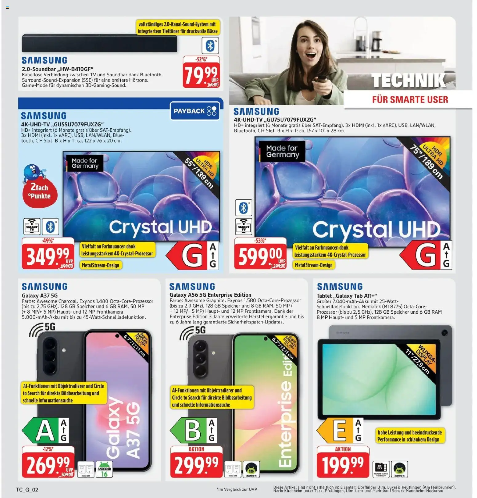 Marktkauf Prospekt Böblingen (ab 31.08.2026) » Angebote online | Seite: 34 | Produkte: Samsung, Soundbar, Tablet, TV