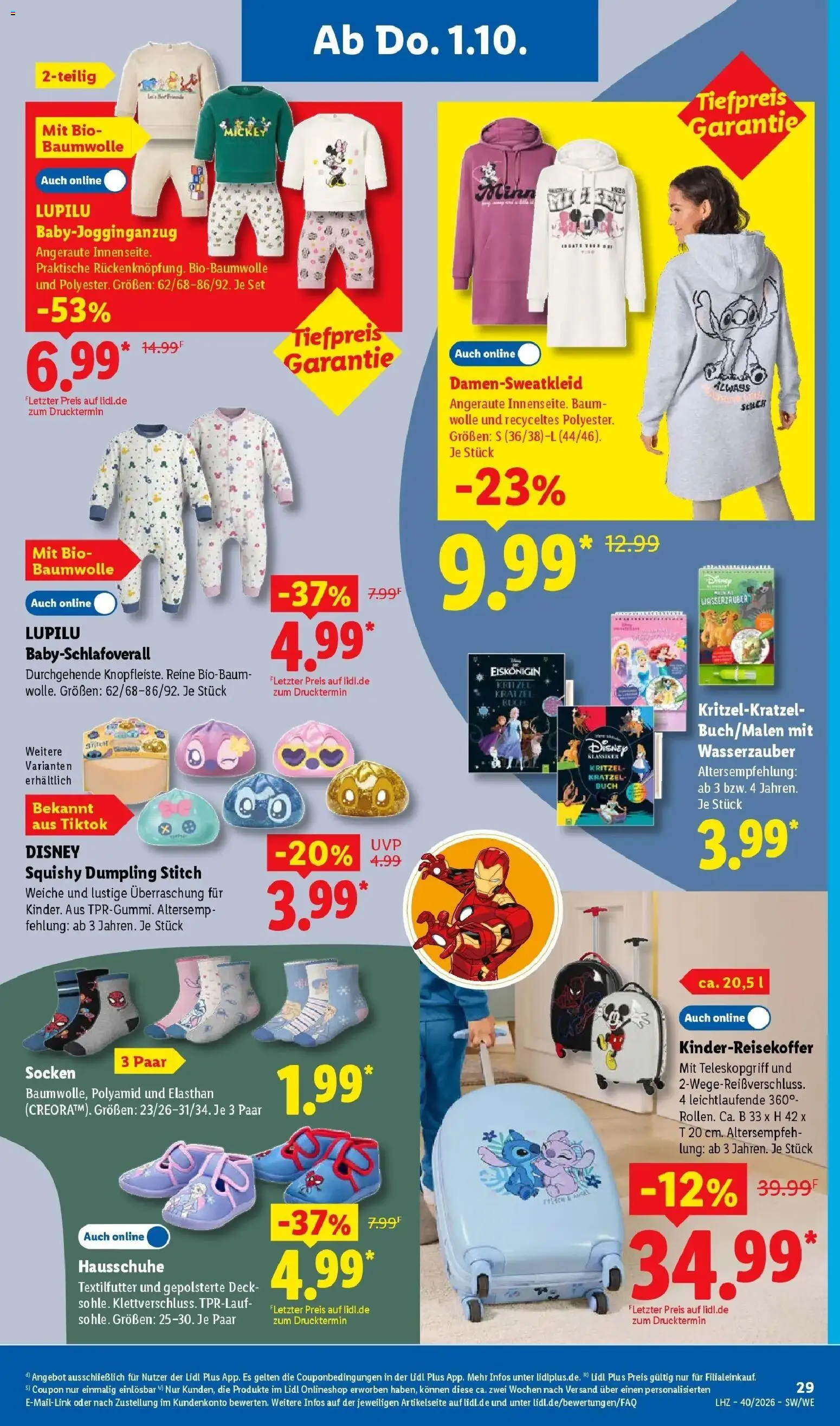 Lidl Prospekt Künzell (ab 28.09.2026) zum Blättern » Angebote | Seite: 45 | Produkte: Sweatshirt, Socken, Hausschuhe