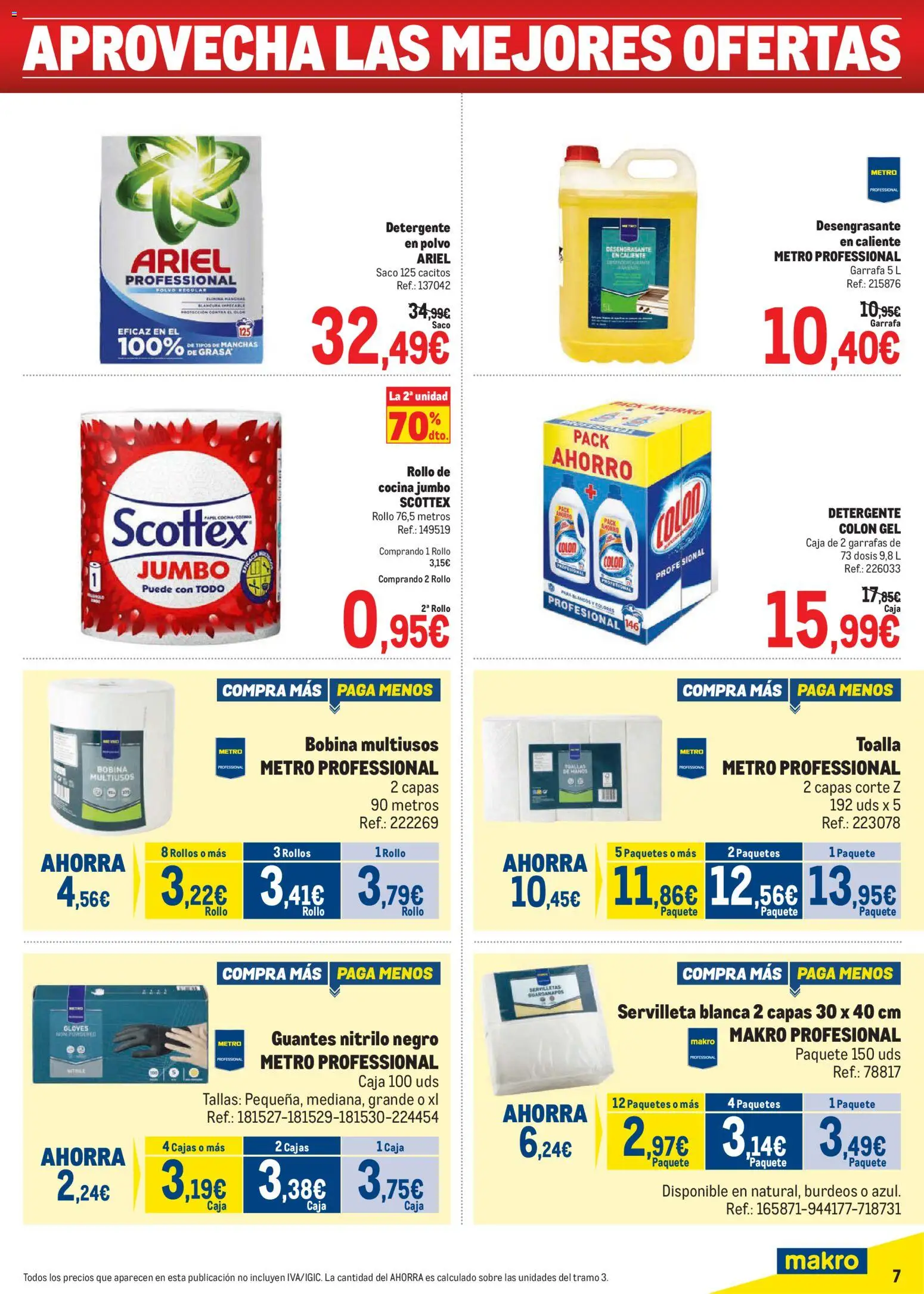 Makro Precios Canarias │ válido desde el 04.05.2026 | Página: 7 | Productos: Polvo, Detergente, Guantes, Cocina