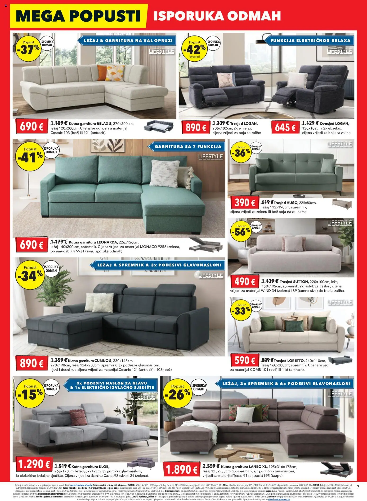 Harvey Norman katalog | vrijedi od 16.07.2026 | Stranica: 7 | Proizvodi: Jastuk, Trosjed, Kutna garnitura, Dvosjed