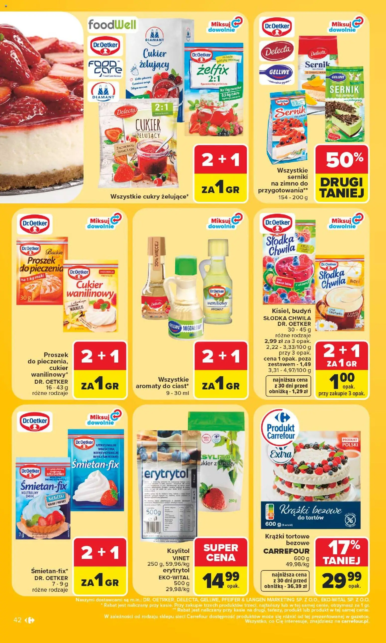 Carrefour gazetka od 29.06.2026 | Strona: 44 | Produkty: Erytrytol, Ksylitol, Cukier żelujący, Cukier