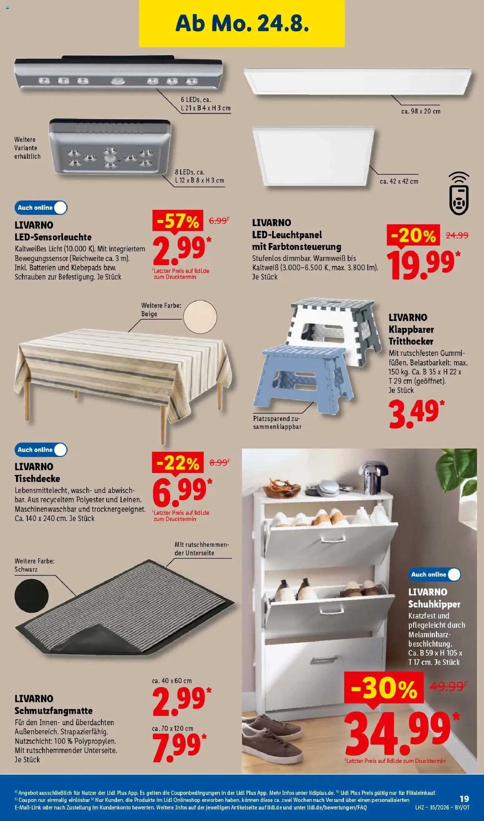 Lidl Prospekt Pocking (ab 24.08.2026) zum Blättern » Angebote | Seite: 39 | Produkte: Batterien, Schuhkipper, Schmutzfangmatte