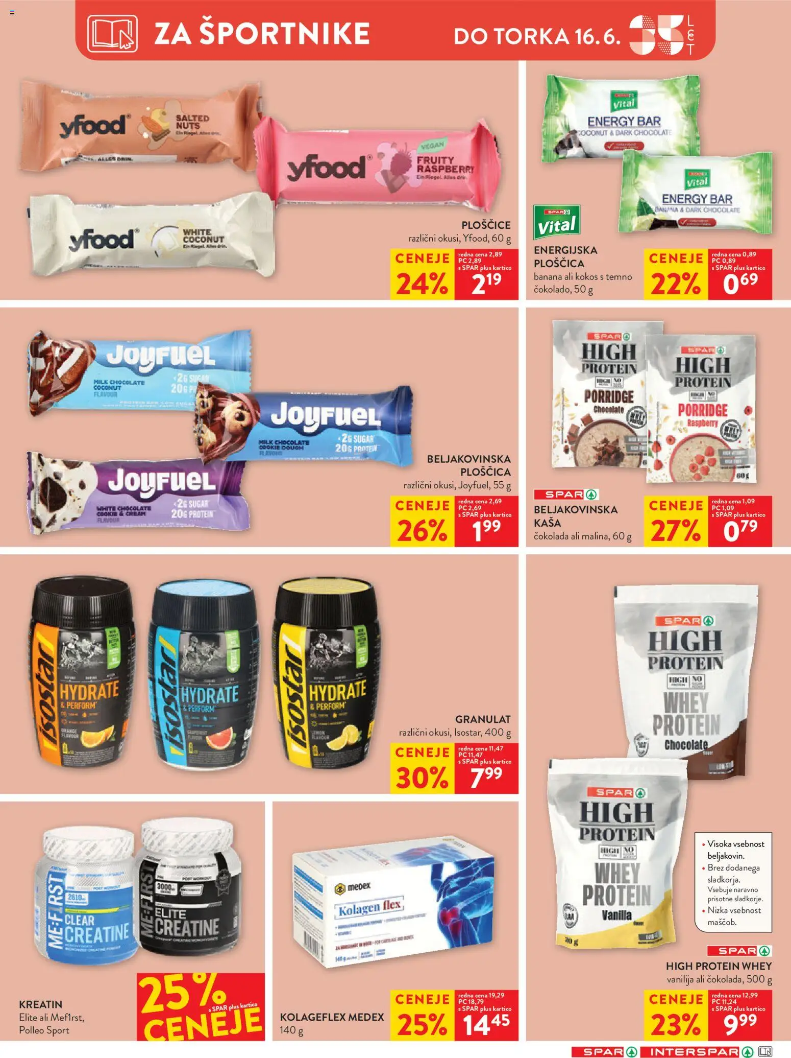 Novi Spar katalog ponudbe – veljaven od 10.06.2026 | Stran: 29 | Izdelki: Beljakovinska ploščica, Ploščice, Cokolada