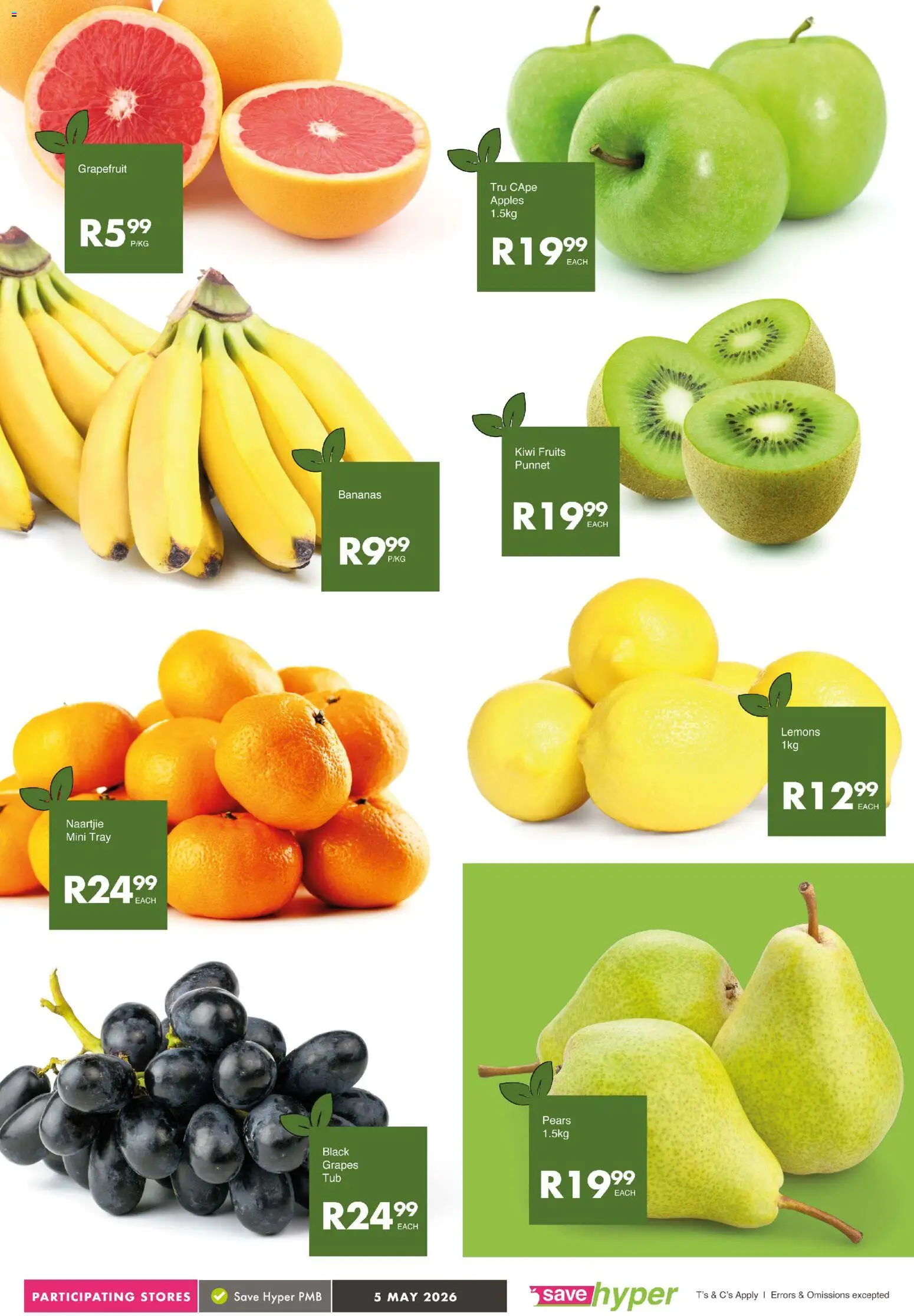 New Save catalogue – valid from 05.05.2026 | Page: 5 | Products: Pears, Kiwi, Grapefruit, Grapes